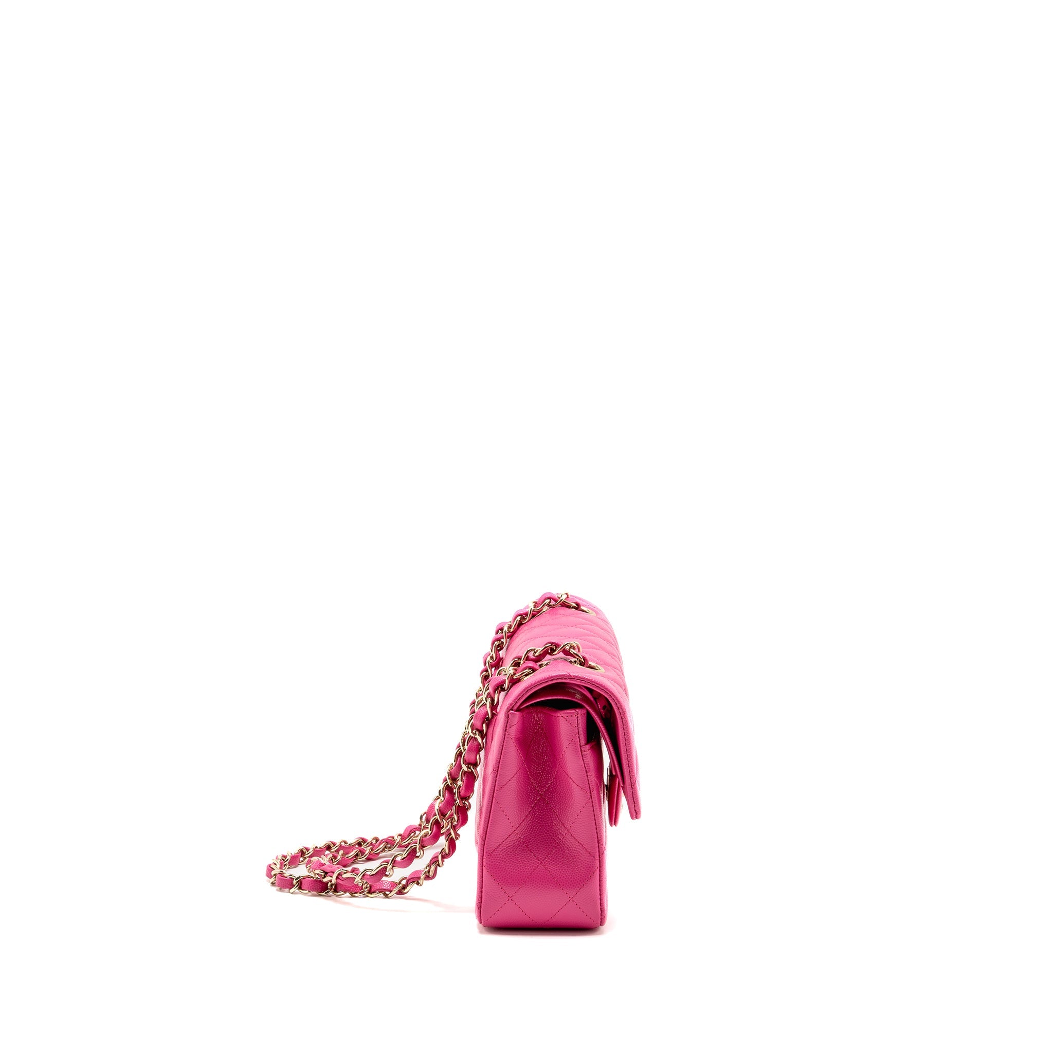 CHANEL SMALL CLASSIC DOUBLE FLAP BAG CAVIAR PINK LGHW (MICROCHIP)
