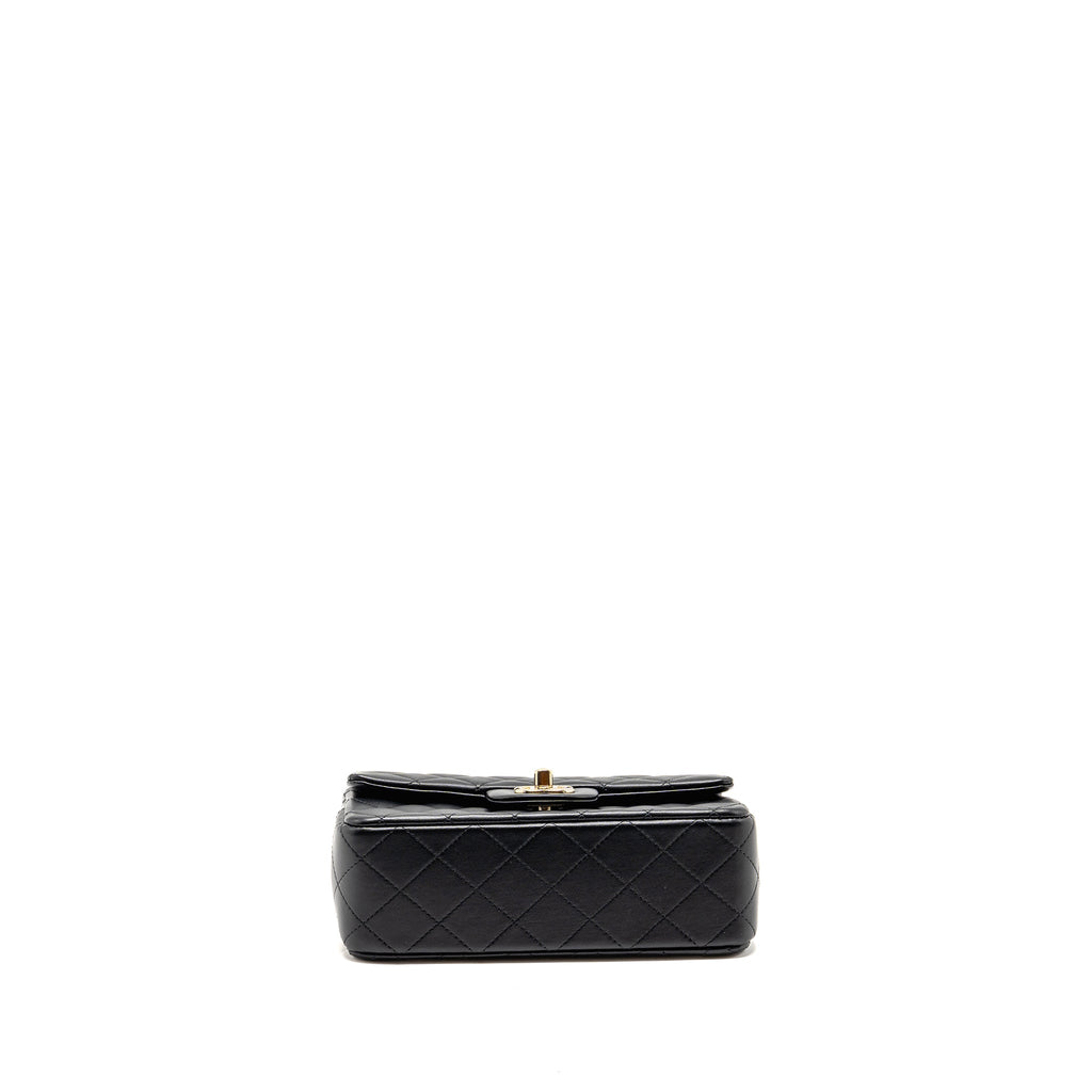 CHANEL TOP HANDLE MINI RECTANGULAR WITH DETAILED CHARM LAMBSKIN BLACK LGHW (MICROCHIP)