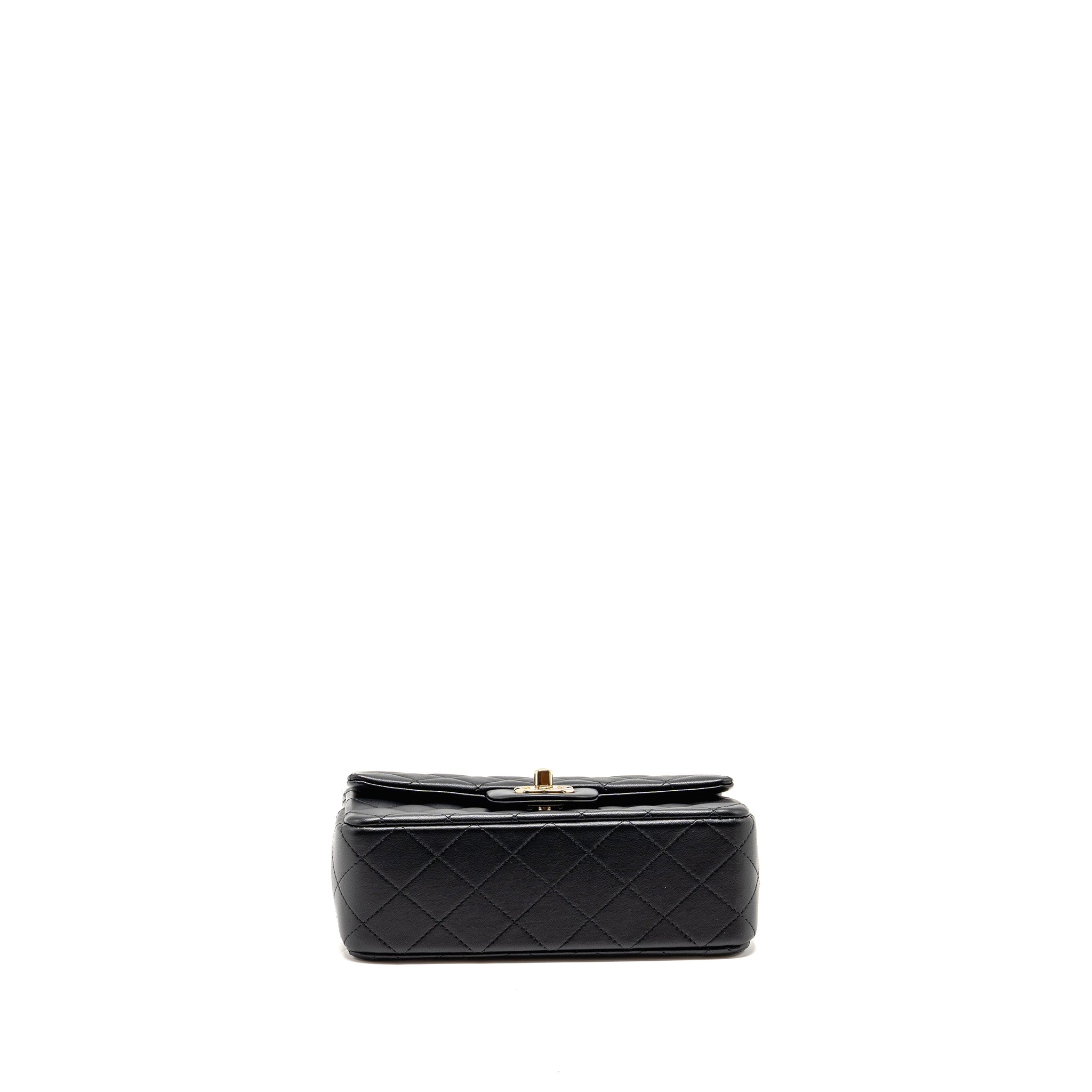 CHANEL TOP HANDLE MINI RECTANGULAR WITH DETAILED CHARM LAMBSKIN BLACK LGHW (MICROCHIP)