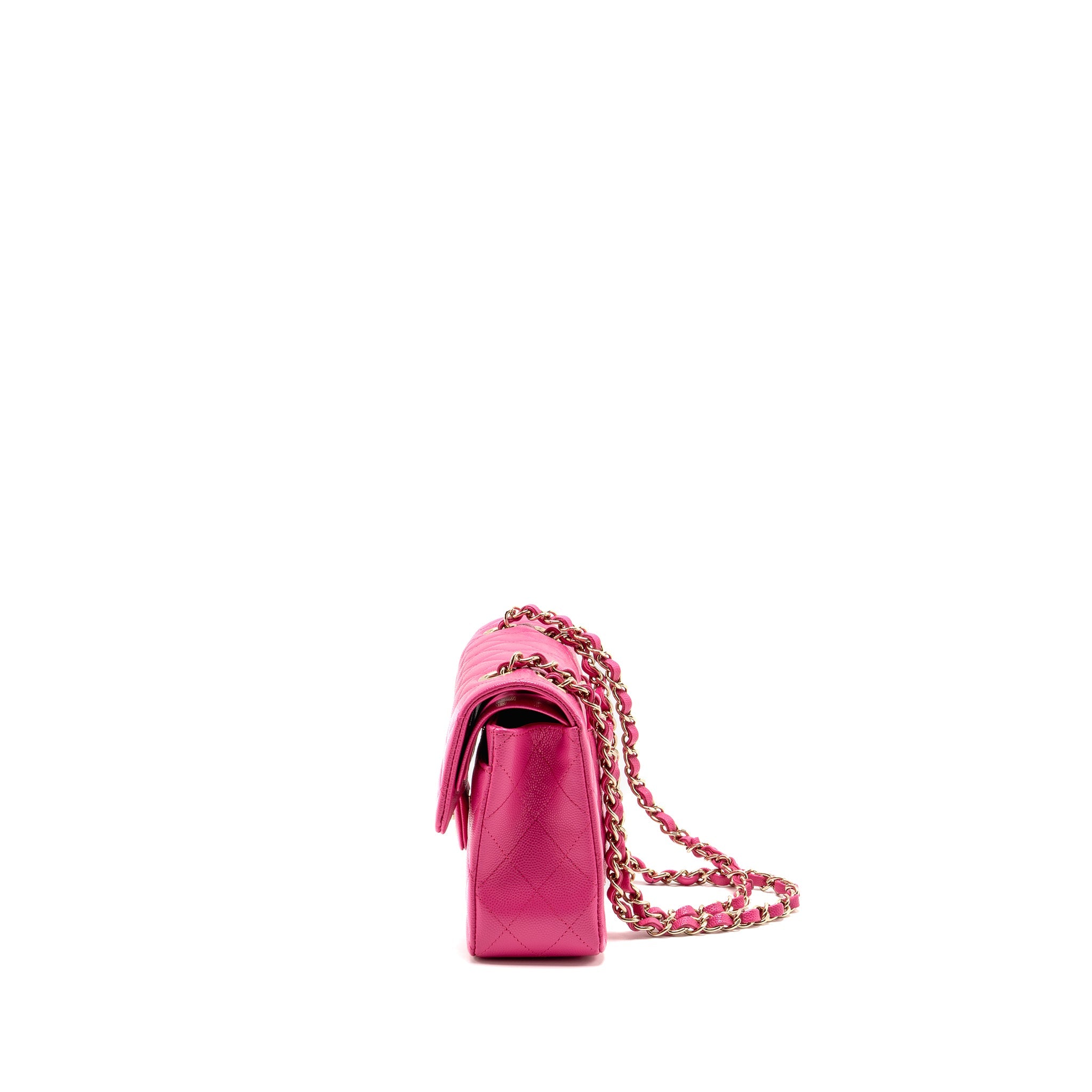 CHANEL SMALL CLASSIC DOUBLE FLAP BAG CAVIAR PINK LGHW (MICROCHIP)
