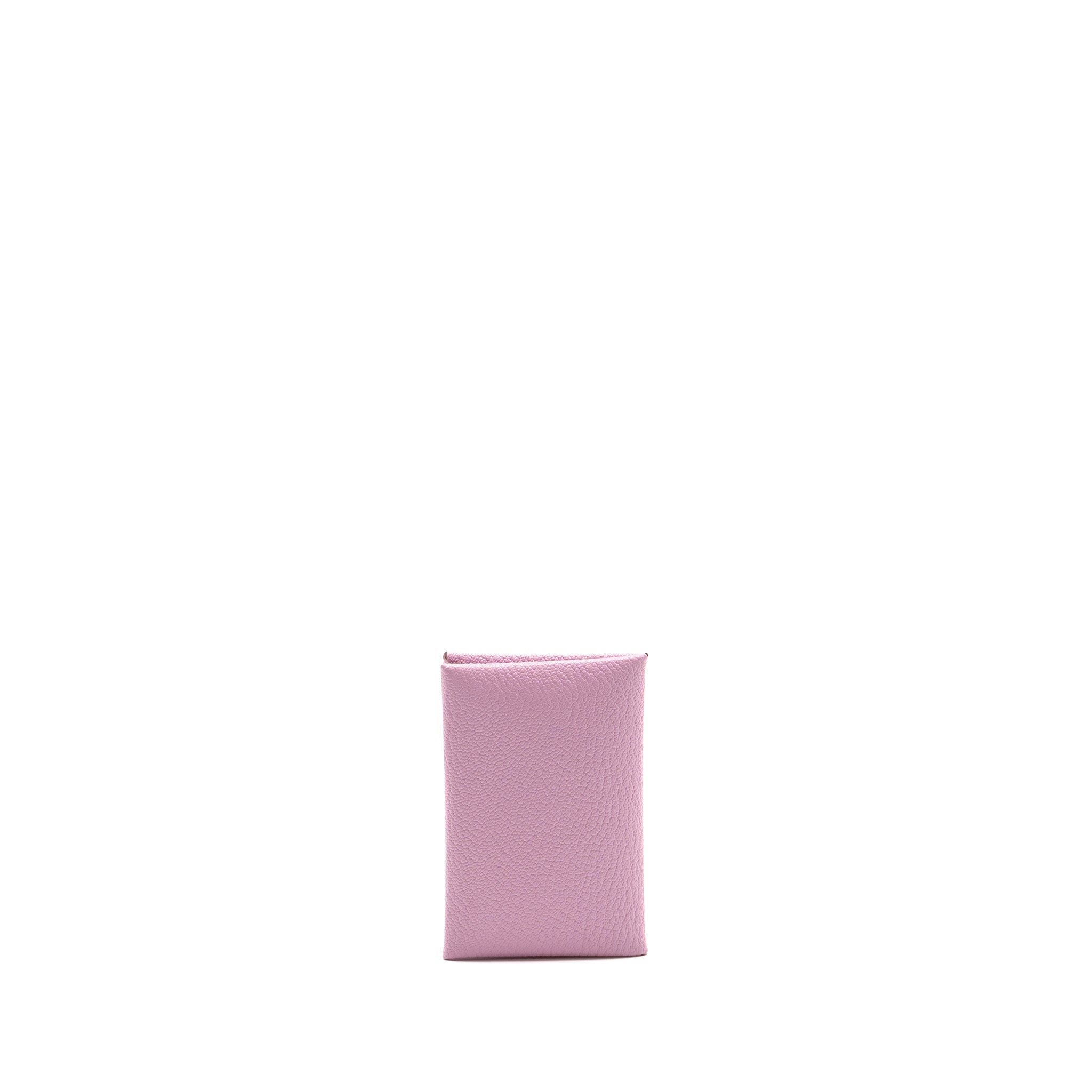 HERMES CALVI CARD HOLDER CHÈVRE MYSORE MAUVE SYLVESTRE SHW