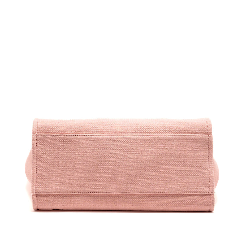CHANEL DEAUVILLE TOTE BAG CANVAS/LEATHER PINK/WHITE SHW (MICROCHIP)