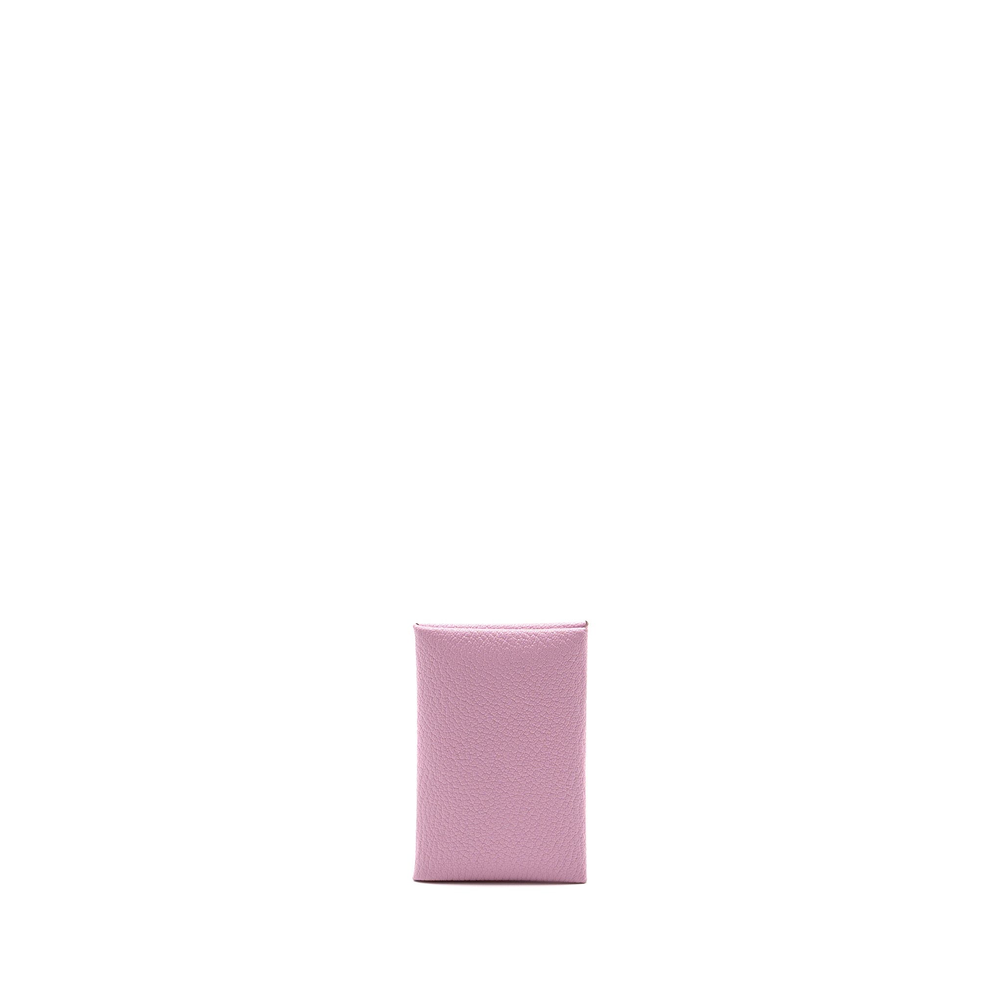 HERMES CALVI CARD HOLDER CHÈVRE MYSORE MAUVE SYLVESTRE SHW
