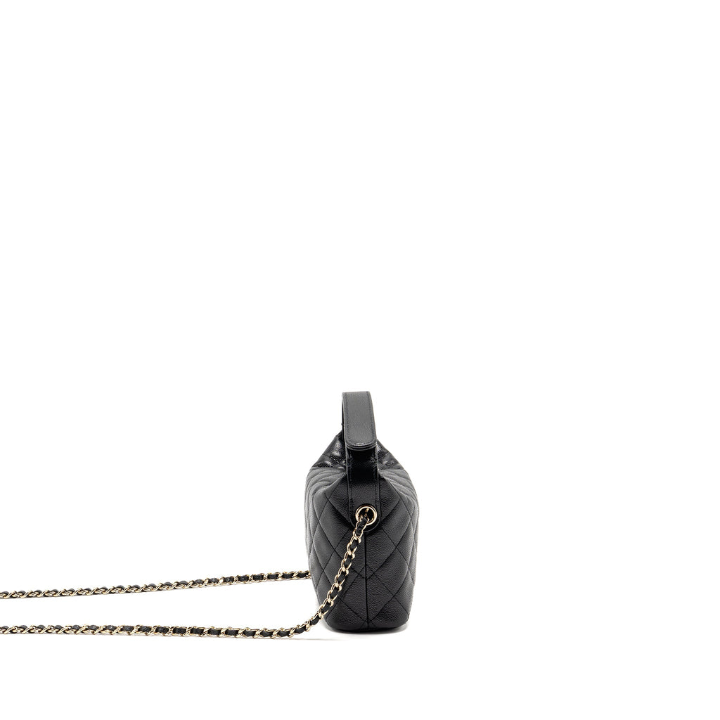 CHANEL 25C QUILTED HOBO BAG CAVIAR BLACK LGHW (MICROCHIP)
