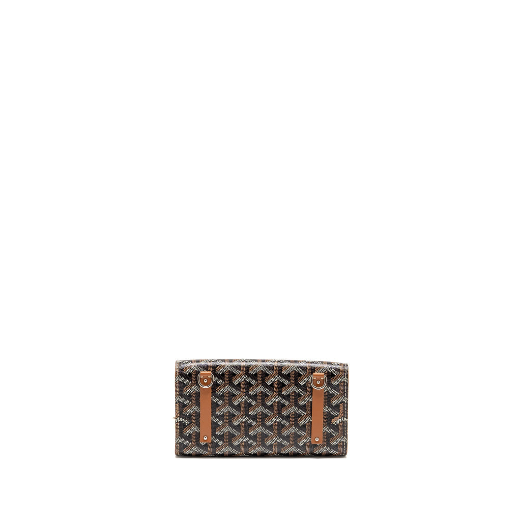 GOYARD MONTE CARLO MINI CASE WITH STRAP GOYARDINE CANVAS/LEATHER BLACK/BROWN SHW