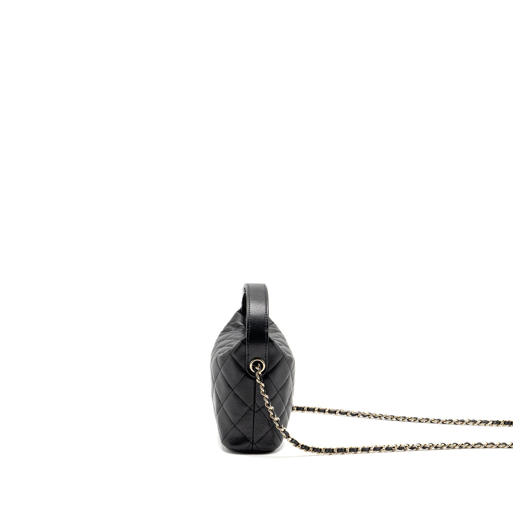 CHANEL 25C QUILTED HOBO BAG CAVIAR BLACK LGHW (MICROCHIP)