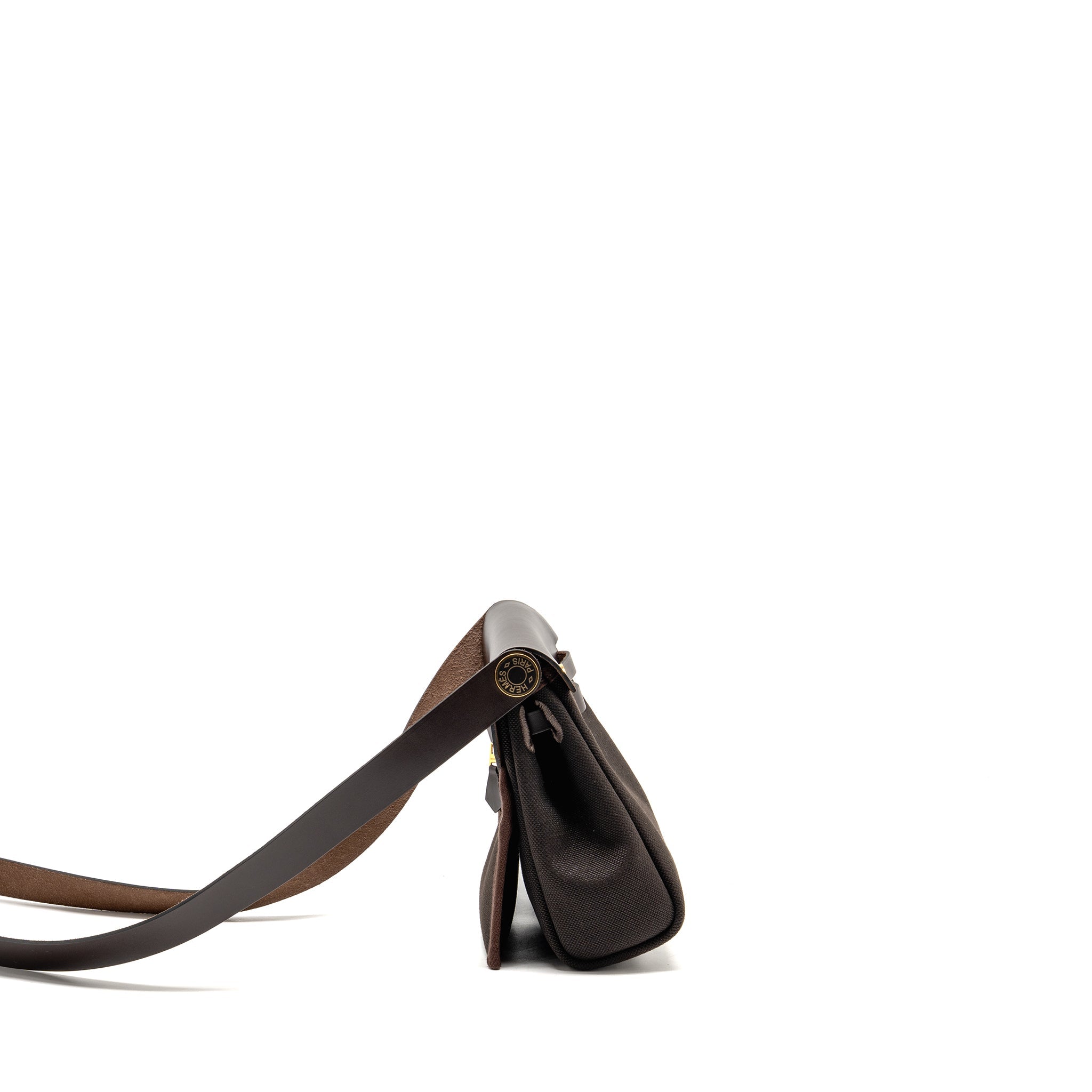 HERMES HERBAG MINI CANVAS / HUNTER LEATHER EBENE GHW