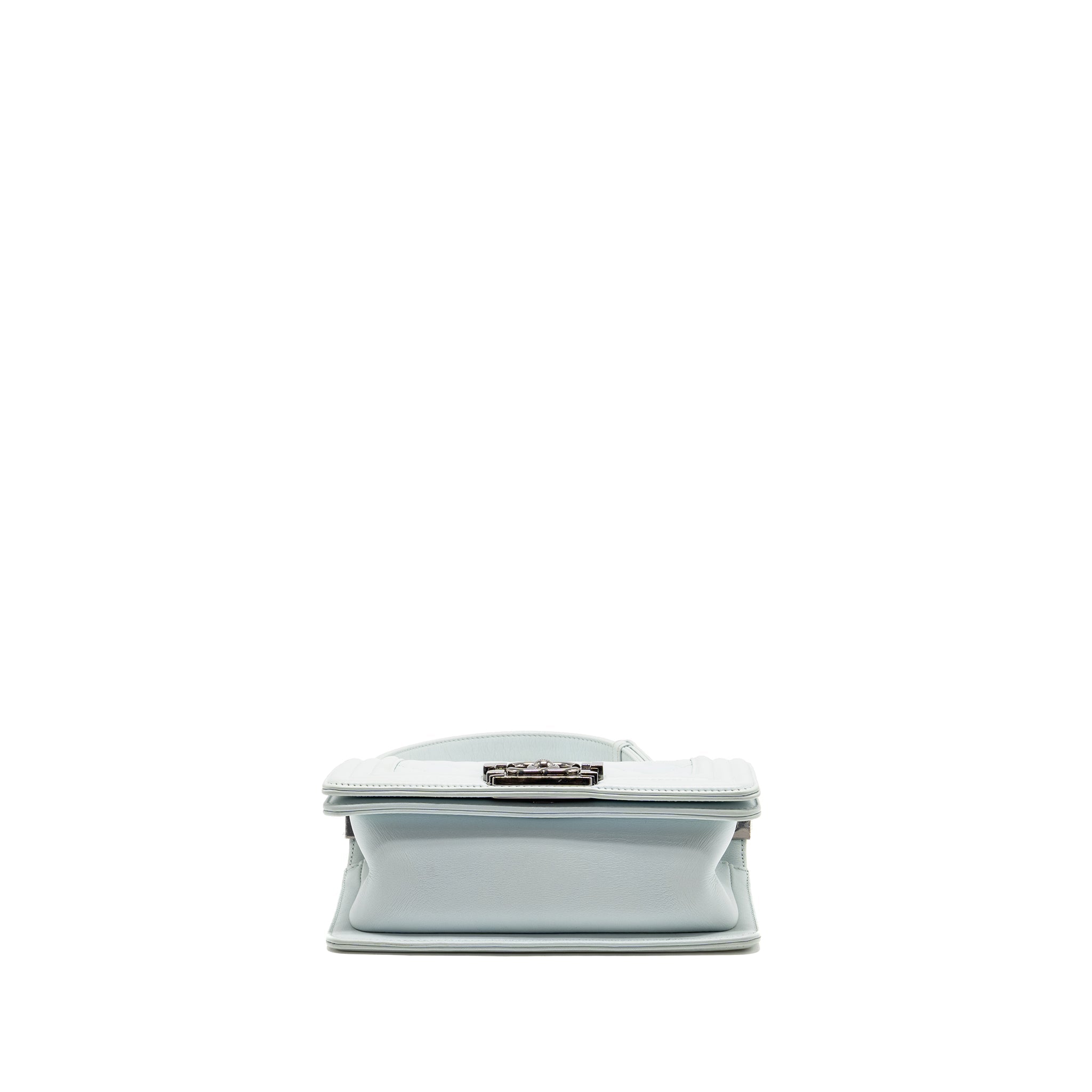CHANEL SMALL BOY BAG CALFSKIN LIGHT BLUE SHW (MICROCHIP)