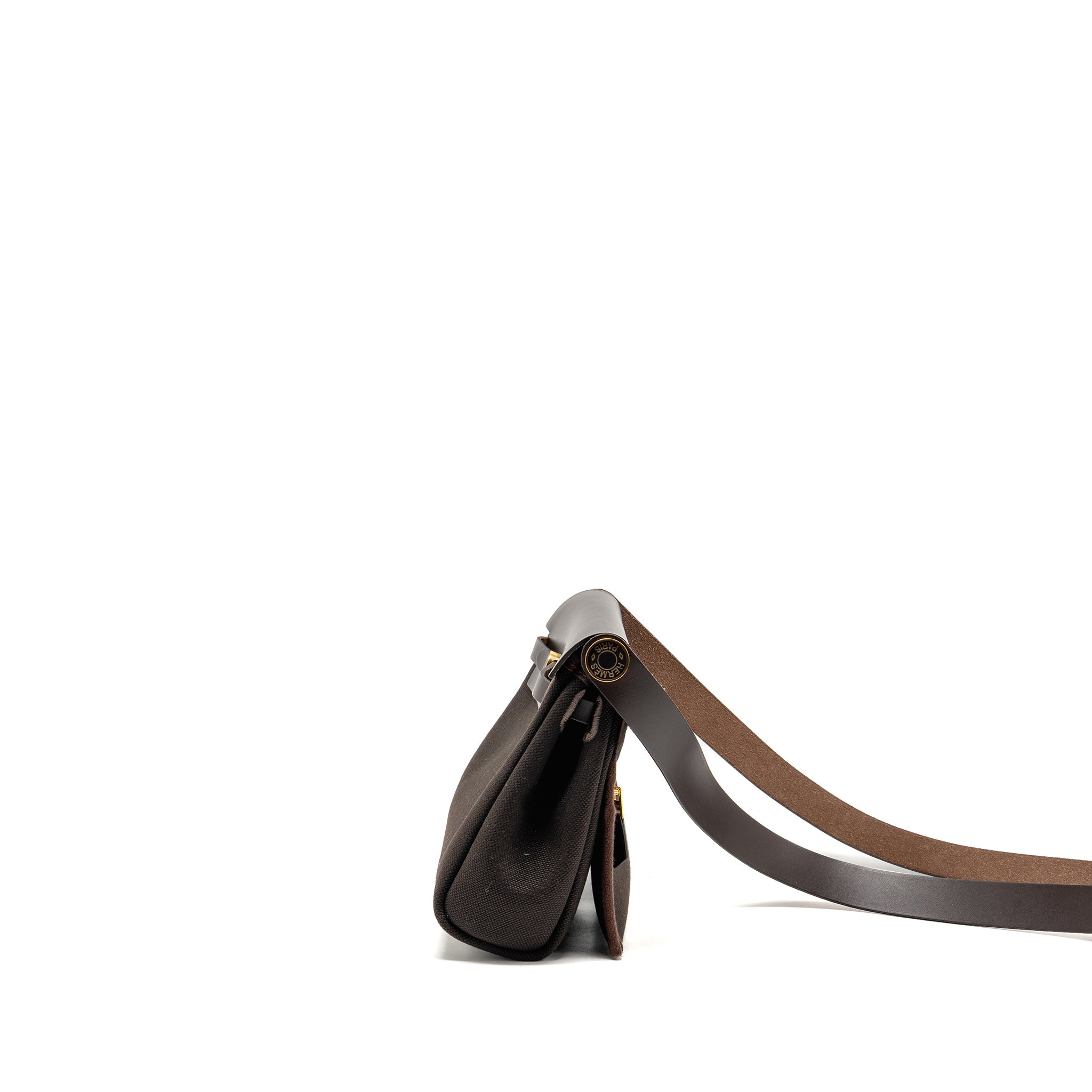 HERMES HERBAG MINI CANVAS / HUNTER LEATHER EBENE GHW