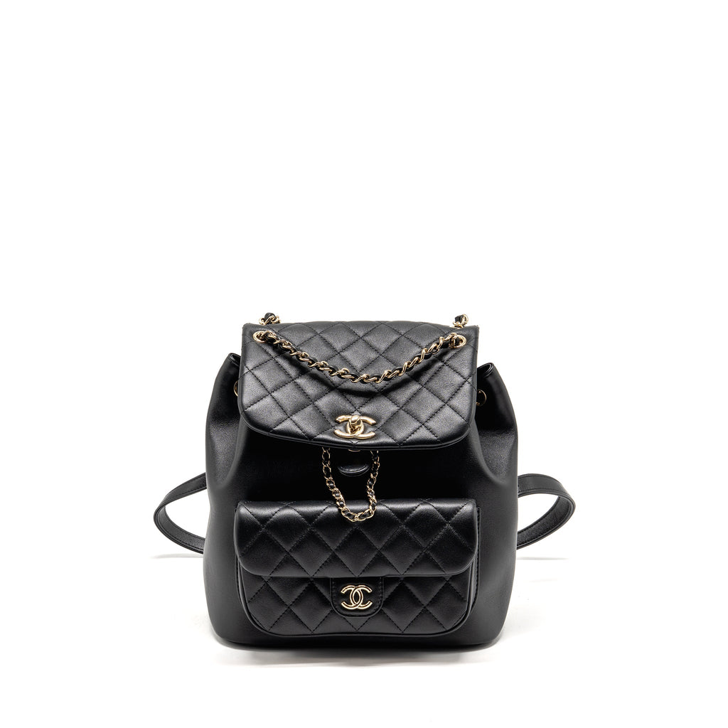 CHANEL LARGE DUMA BACKPACK CALFSKIN BLACK LGHW (MICROCHIP)