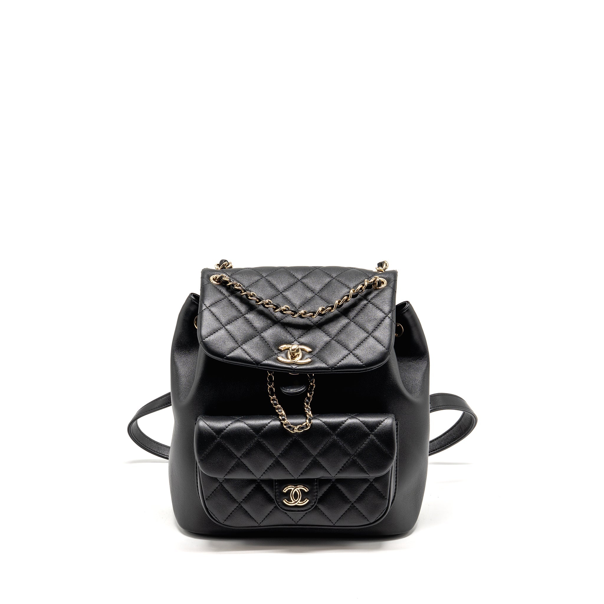 CHANEL LARGE DUMA BACKPACK CALFSKIN BLACK LGHW (MICROCHIP)