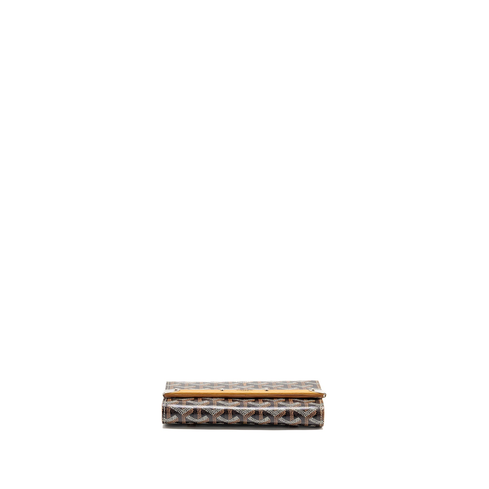 GOYARD MONTE CARLO MINI CASE WITH STRAP GOYARDINE CANVAS/LEATHER BLACK/BROWN SHW
