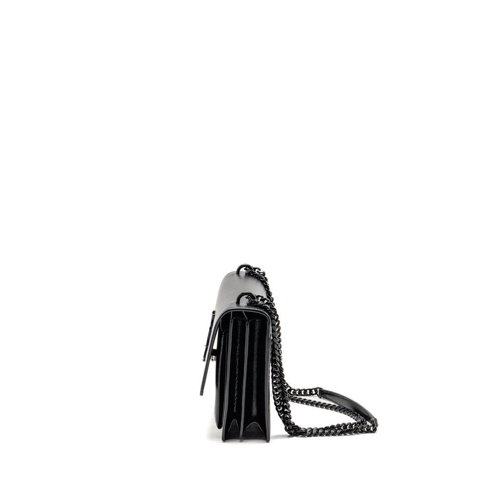 SAINT LAURENT / YSL MEDIUM SUNSET BAG BLACK CALFSKIN BLACK HARDWARE
