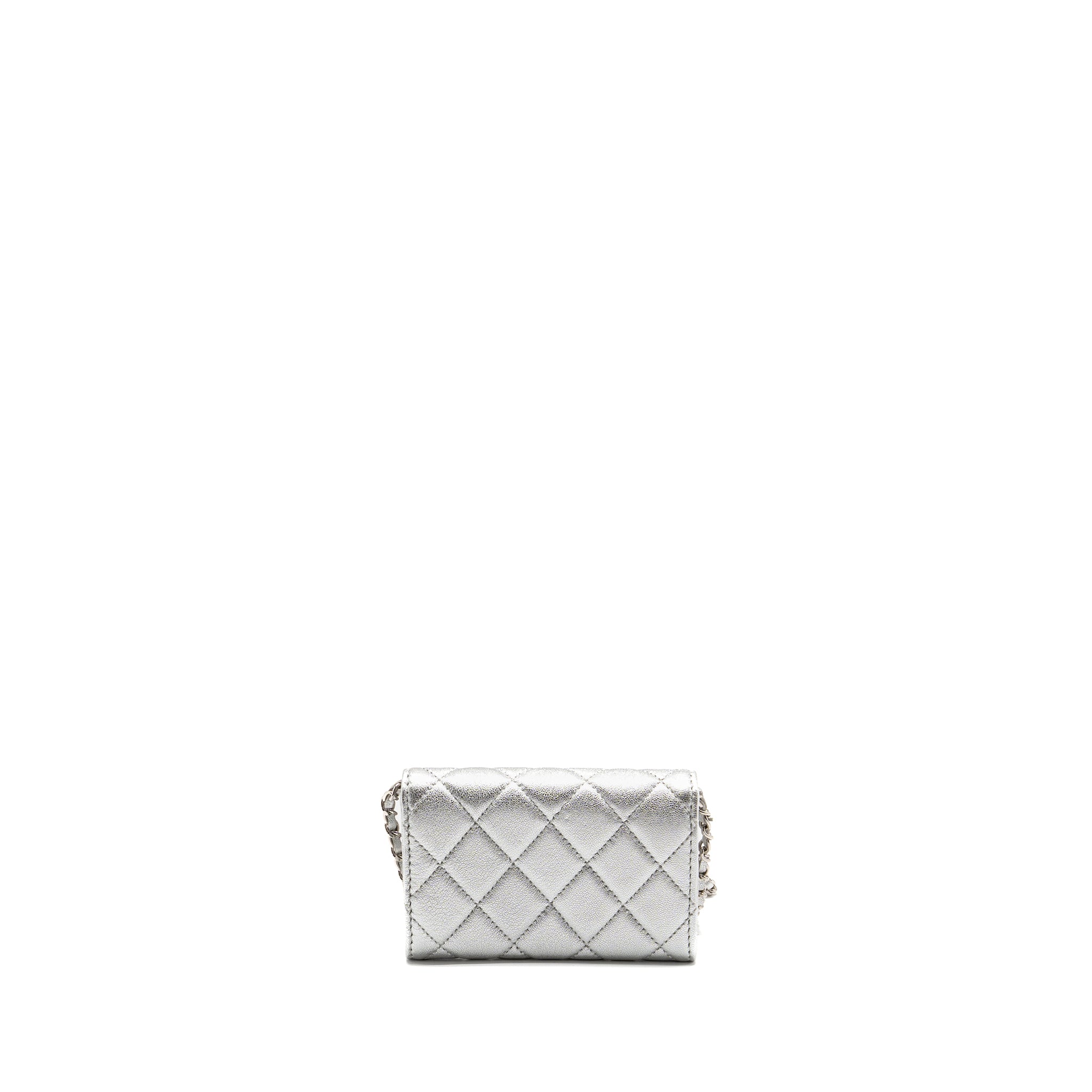 CHANEL MINI FLAP BELT BAG LAMBSKIN SILVER SHW