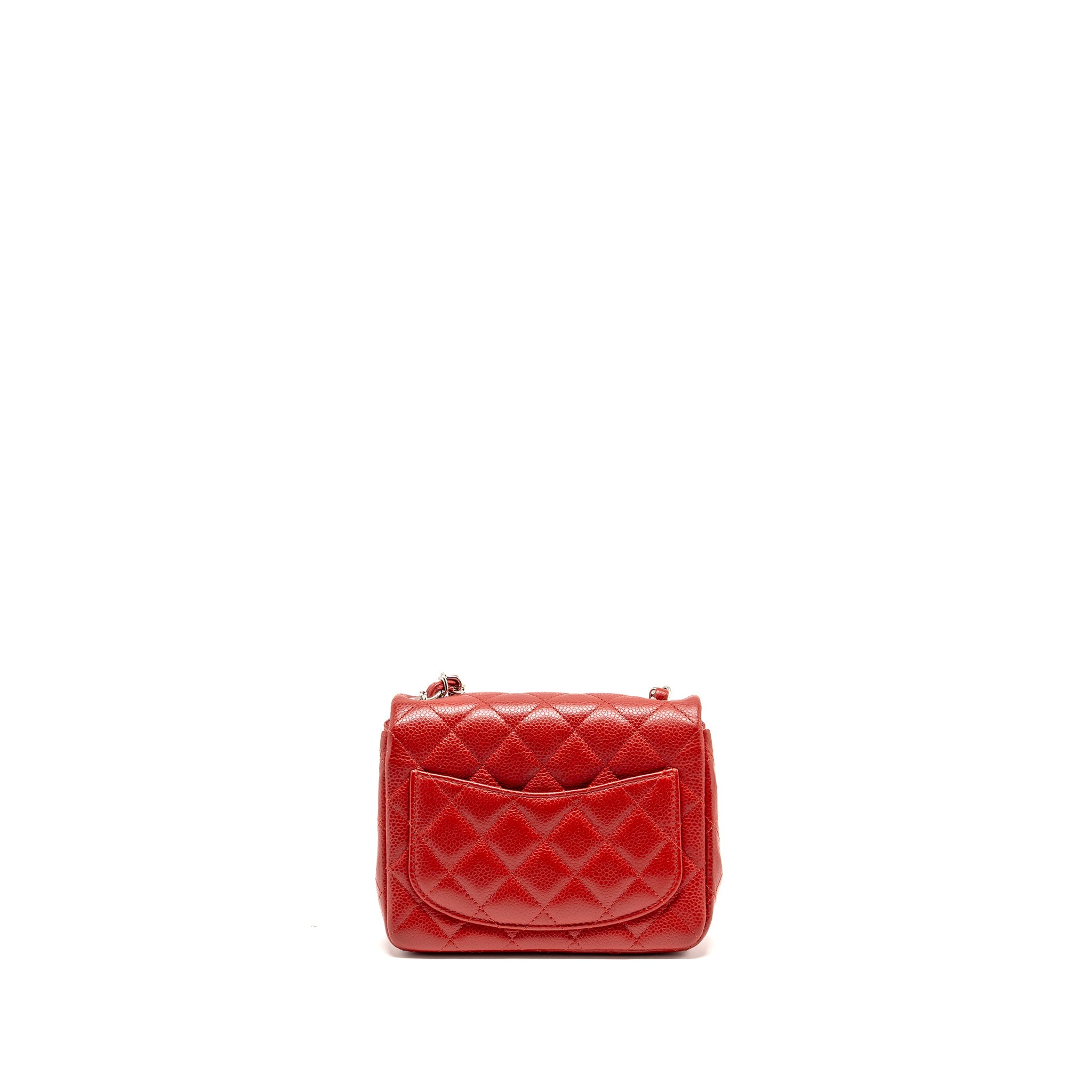 CHANEL MINI SQUARE FLAP BAG CAVIAR RED SHW