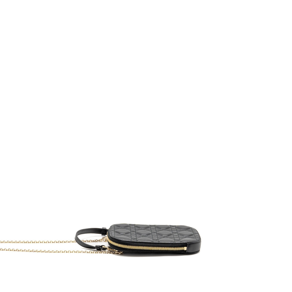 DIOR LADY DIOR CALL’IN DIOR PHONE HOLDER LAMBSKIN BLACK LGHW