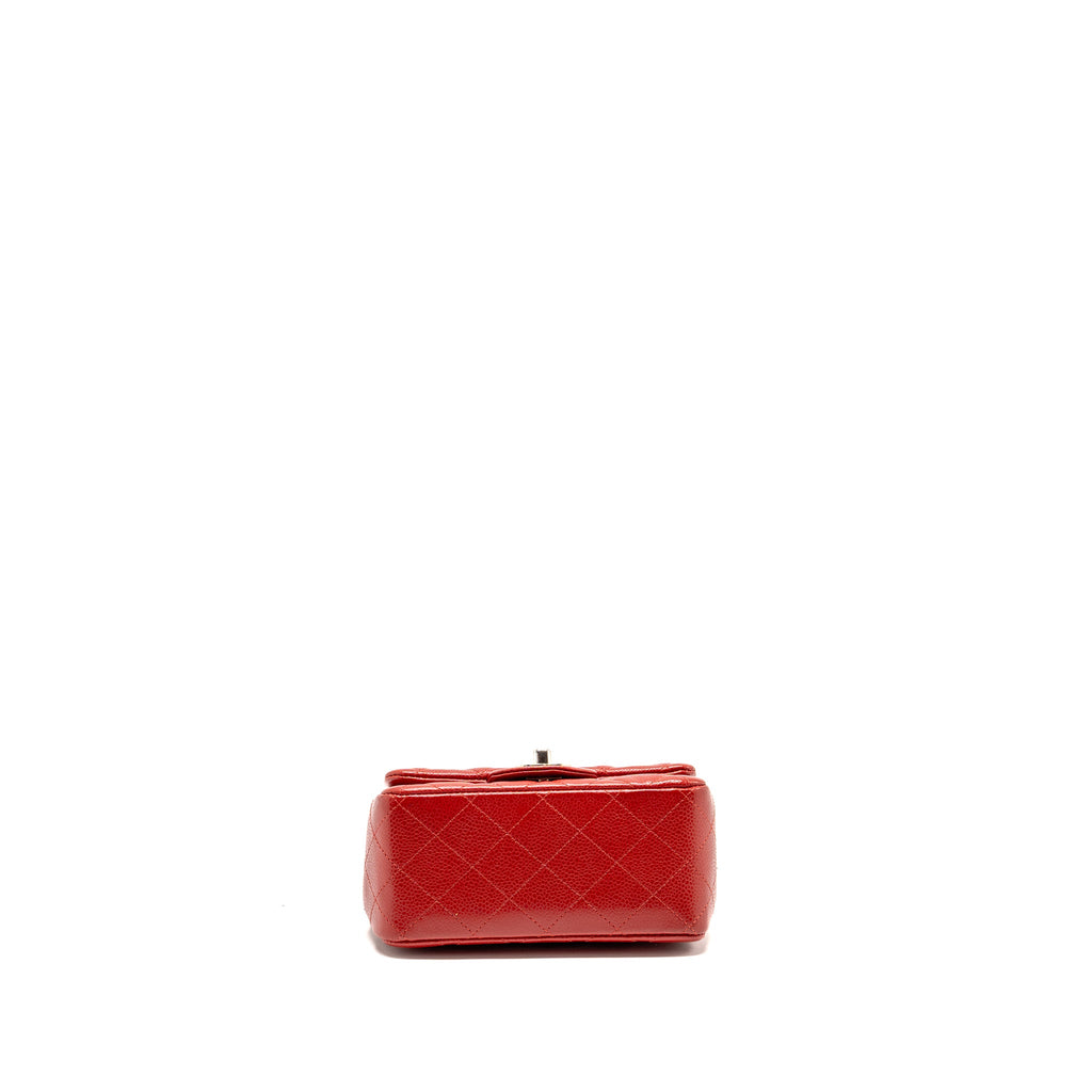CHANEL MINI SQUARE FLAP BAG CAVIAR RED SHW