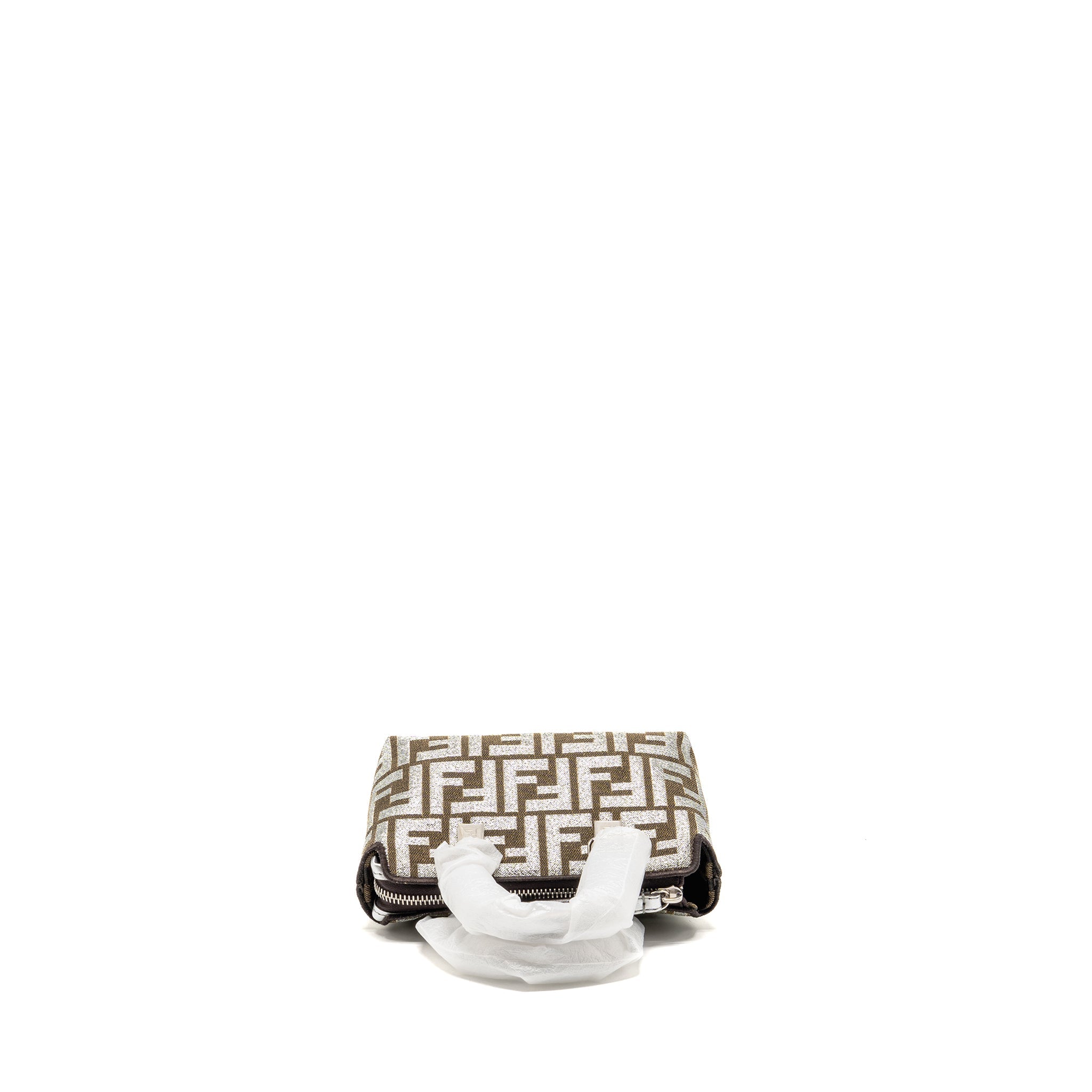 FENDI MINI BY THE WAY WITH HANDLE JACQUARD FF CANVAS/CALFSKIN SILVER/BROWN SHW