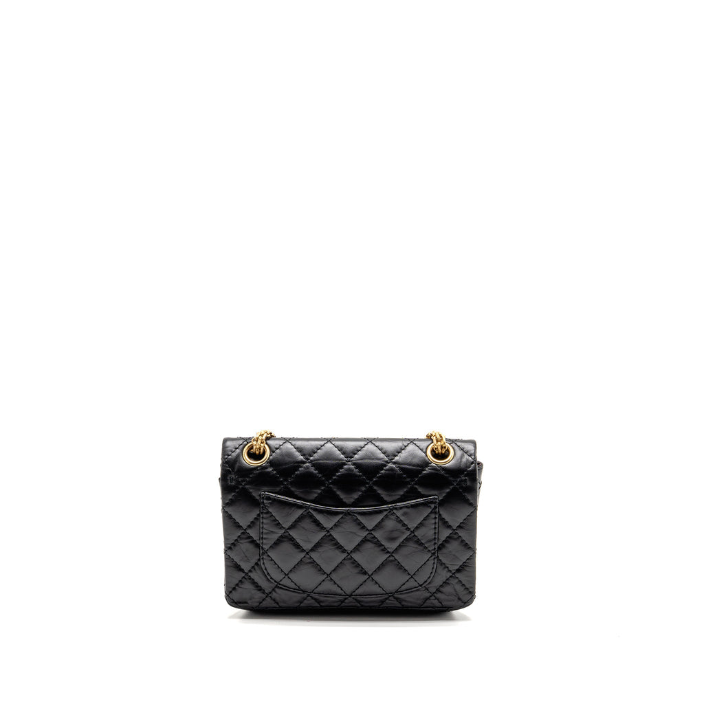 CHANEL MINI 2.55 REISSUE FLAP BAG LUCKY CHARMS AGED CALFSKIN BLACK GHW
