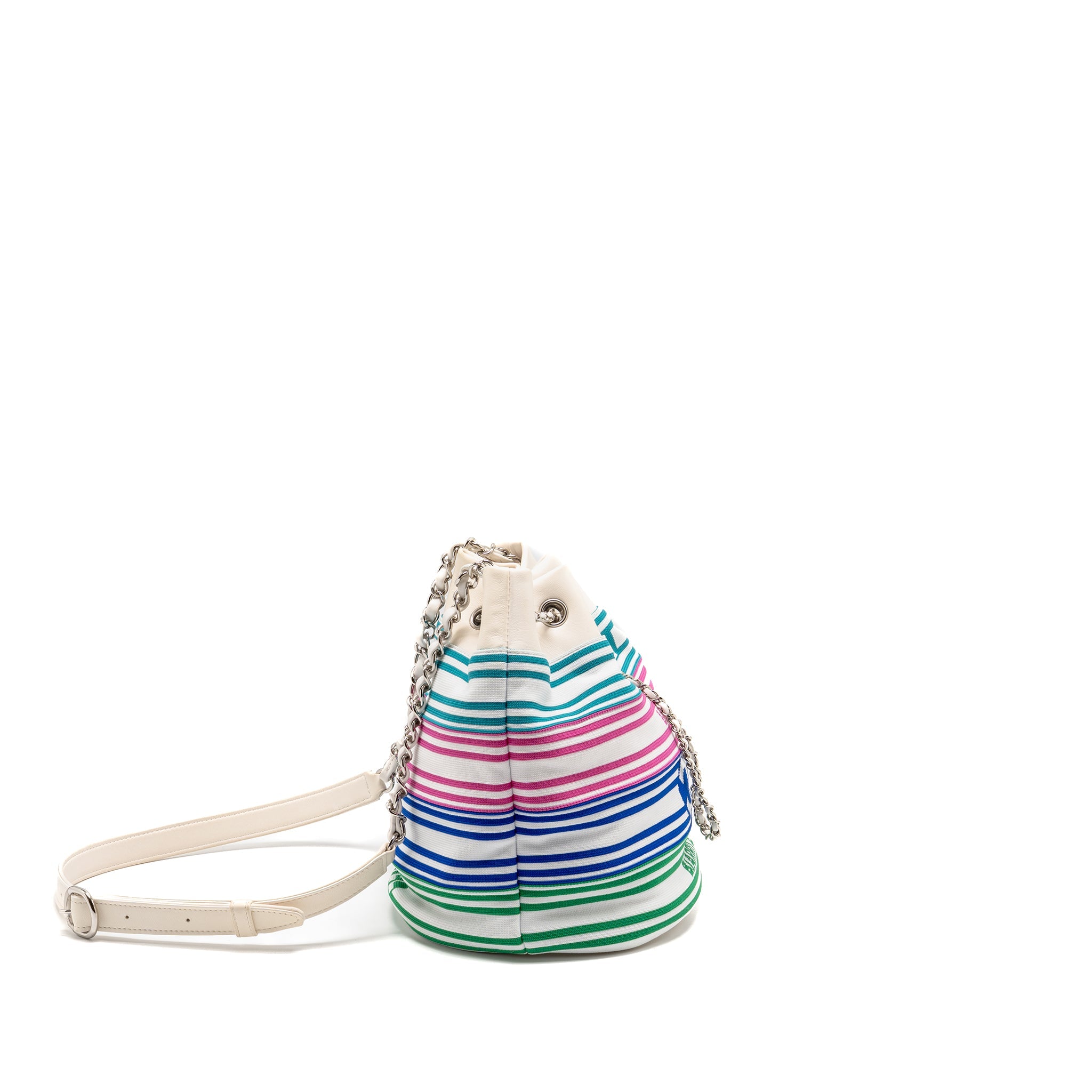 CHANEL VENICE BIARRITZ DRAWSTRING BUCKET BAG FABRIC/LAMBSKIN WHITE/MULTICOLOUR SHW
