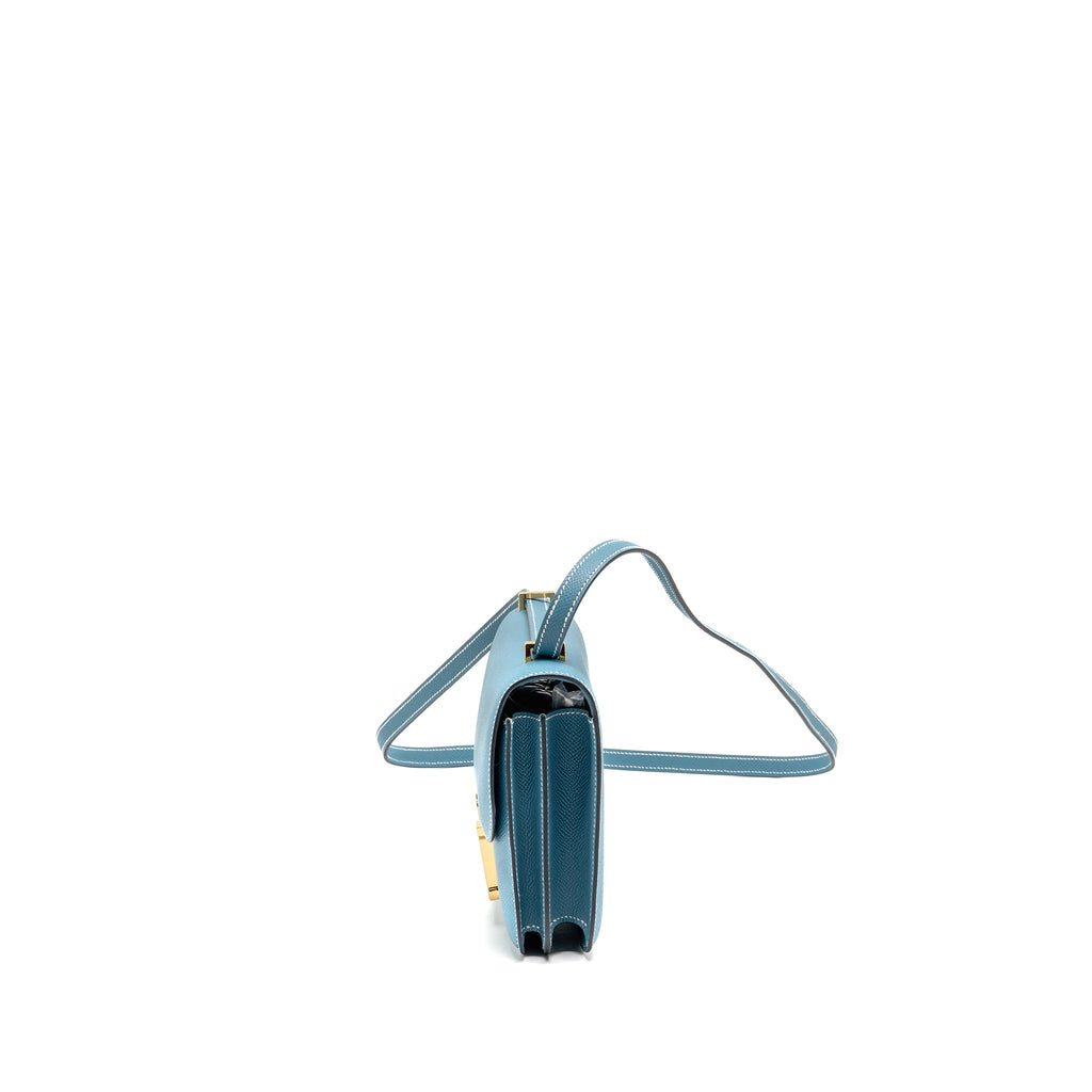 HERMES MINI CONSTANCE EPSOM D2 NEW BLUE JEAN GHW