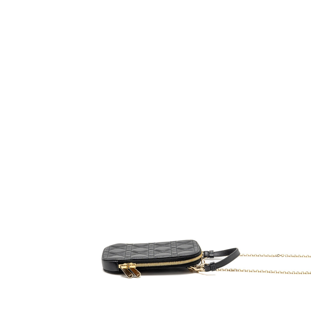 DIOR LADY DIOR CALL’IN DIOR PHONE HOLDER LAMBSKIN BLACK LGHW