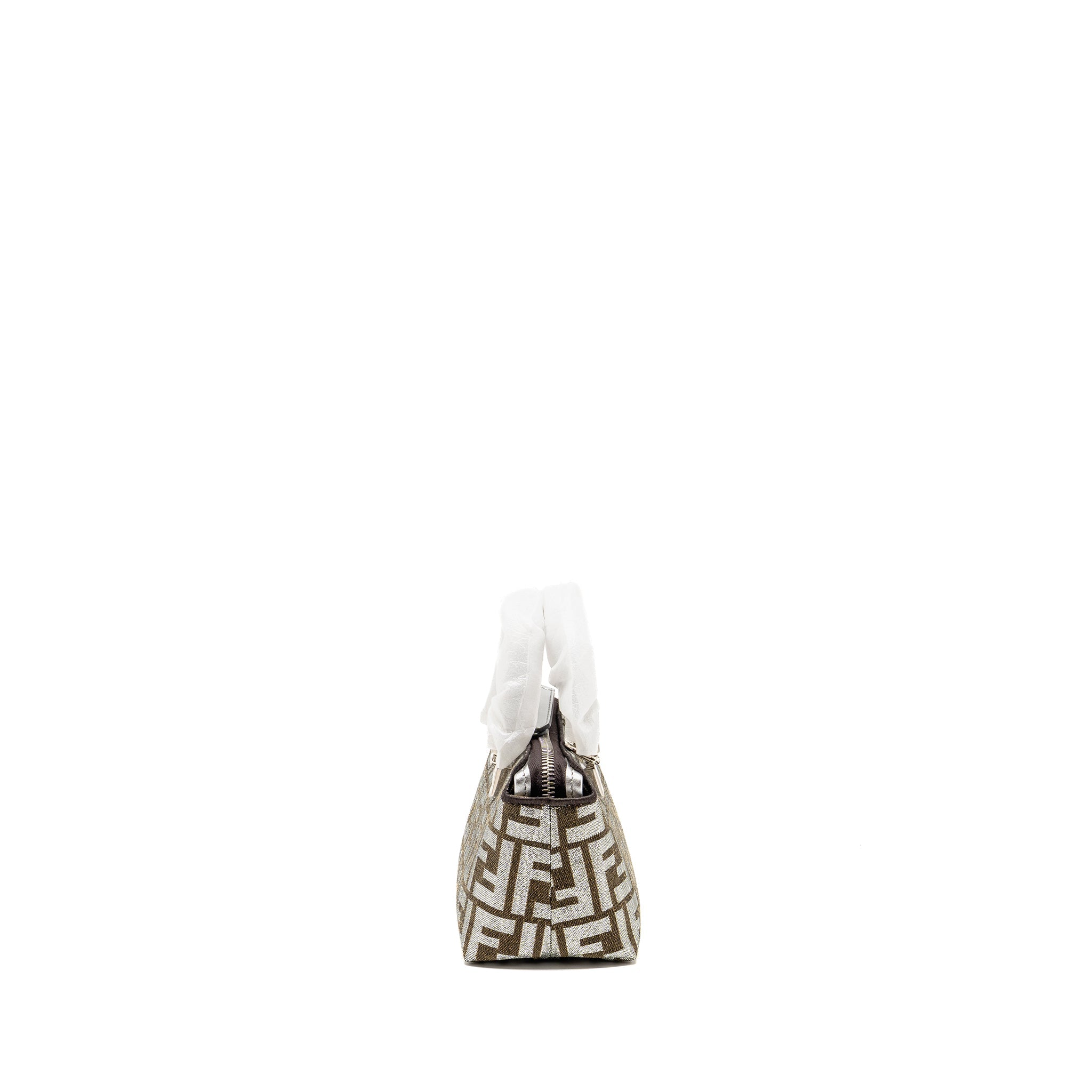 FENDI MINI BY THE WAY WITH HANDLE JACQUARD FF CANVAS/CALFSKIN SILVER/BROWN SHW