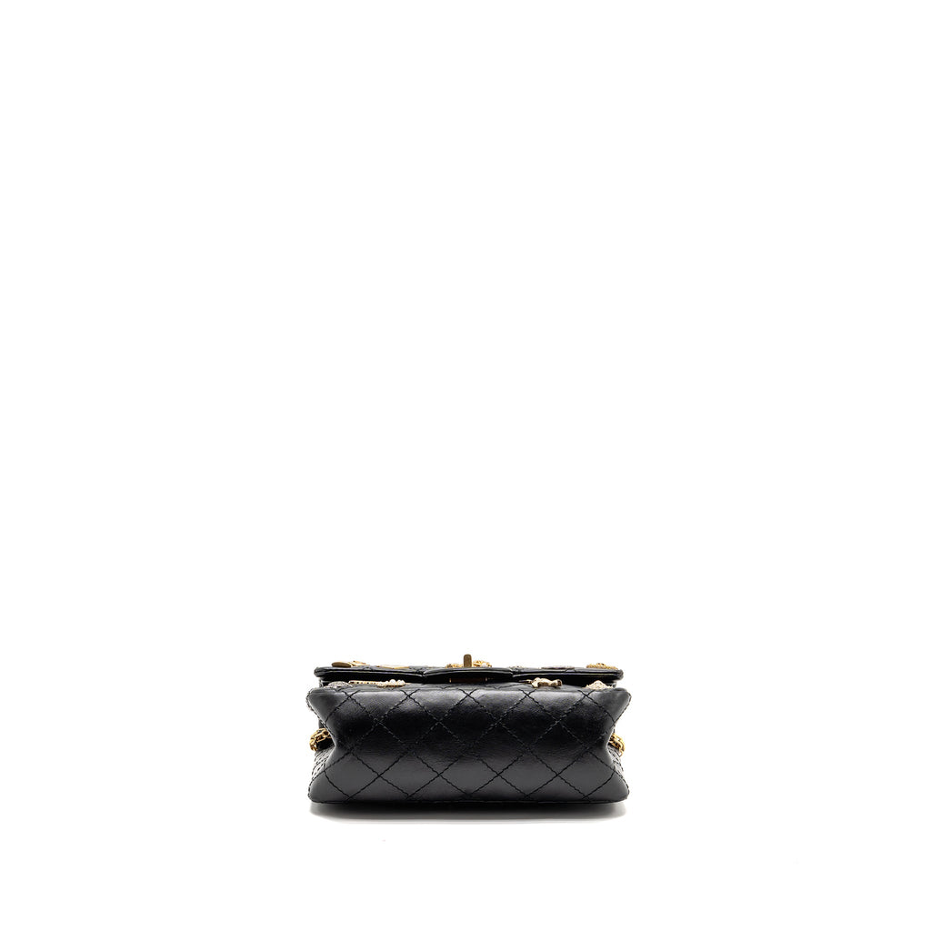 CHANEL MINI 2.55 REISSUE FLAP BAG LUCKY CHARMS AGED CALFSKIN BLACK GHW