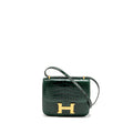 HERMES MINI CONSTANCE SHINY ALLIGATOR MISSISSIPPIENSIS VERT FONCE GHW