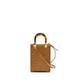 FENDI MINI SUNSHINE SHOPPER BAG FF LEATHER BROWN GHW