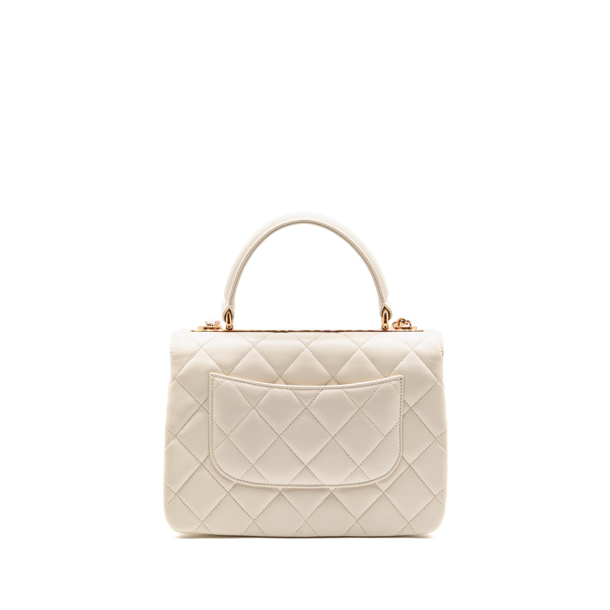 CHANEL TOP HANDLE TRENDY CC FLAP BAG LAMBSKIN WHITE RGHW (MICROCHIP)