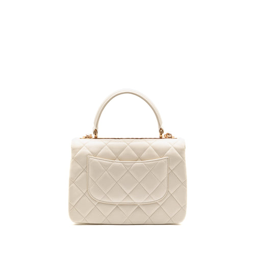 CHANEL TOP HANDLE TRENDY CC FLAP BAG LAMBSKIN WHITE RGHW (MICROCHIP)