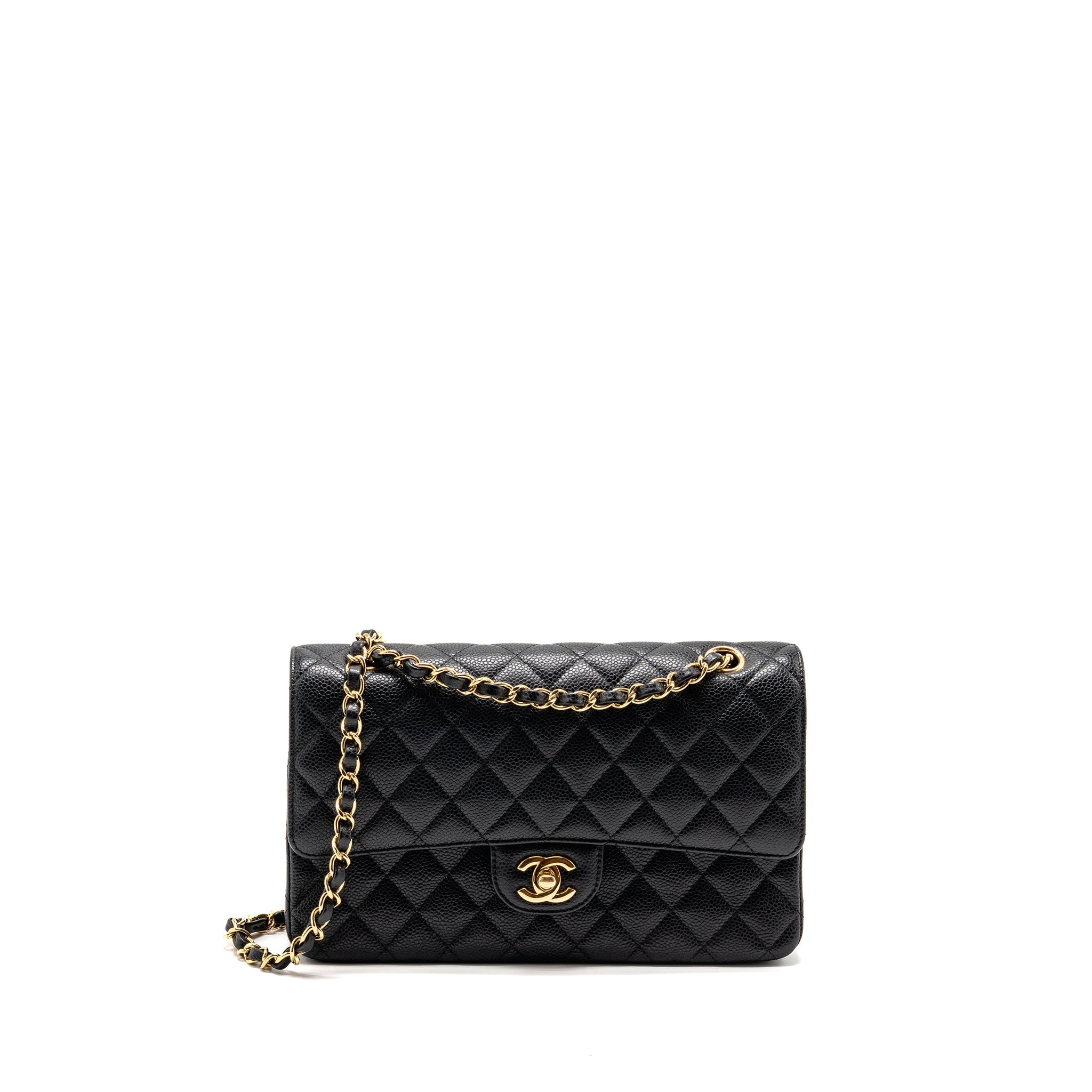 CHANEL MEDIUM CLASSIC DOUBLE FLAP BAG CAVIAR BLACK GHW