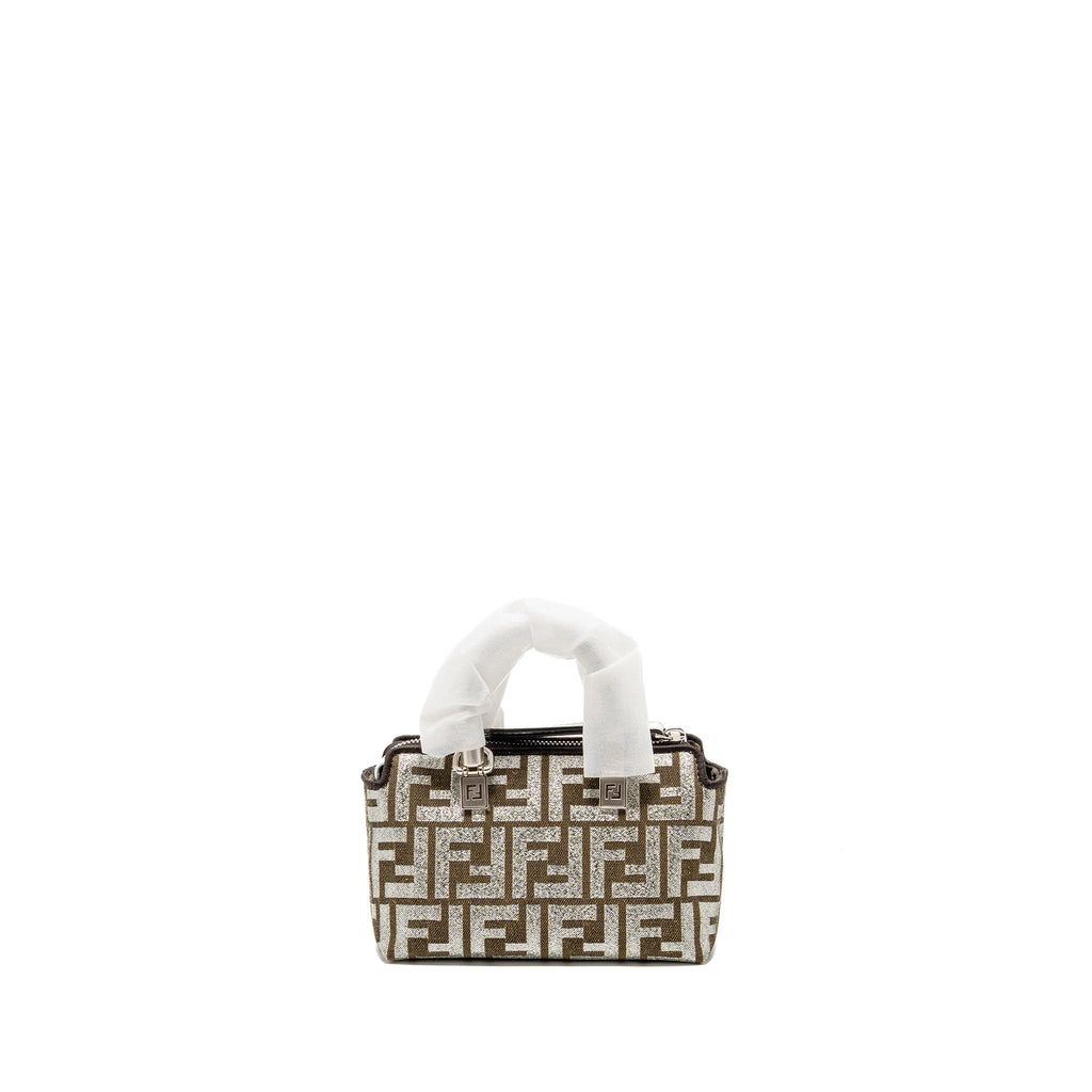 FENDI MINI BY THE WAY WITH HANDLE JACQUARD FF CANVAS/CALFSKIN SILVER/BROWN SHW