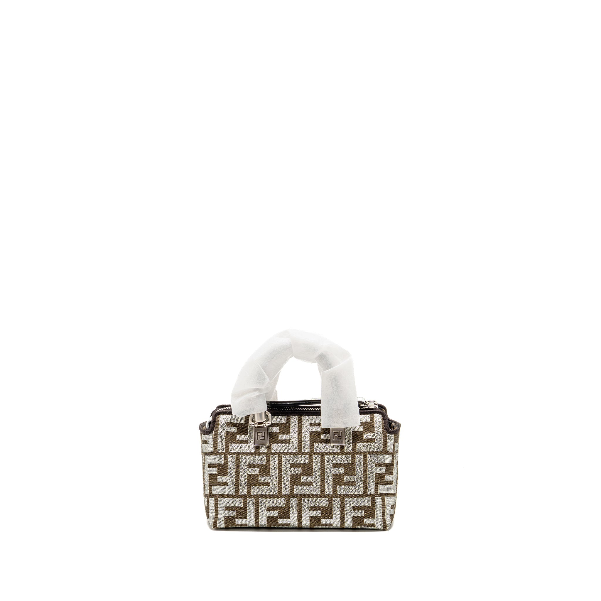 FENDI MINI BY THE WAY WITH HANDLE JACQUARD FF CANVAS/CALFSKIN SILVER/BROWN SHW