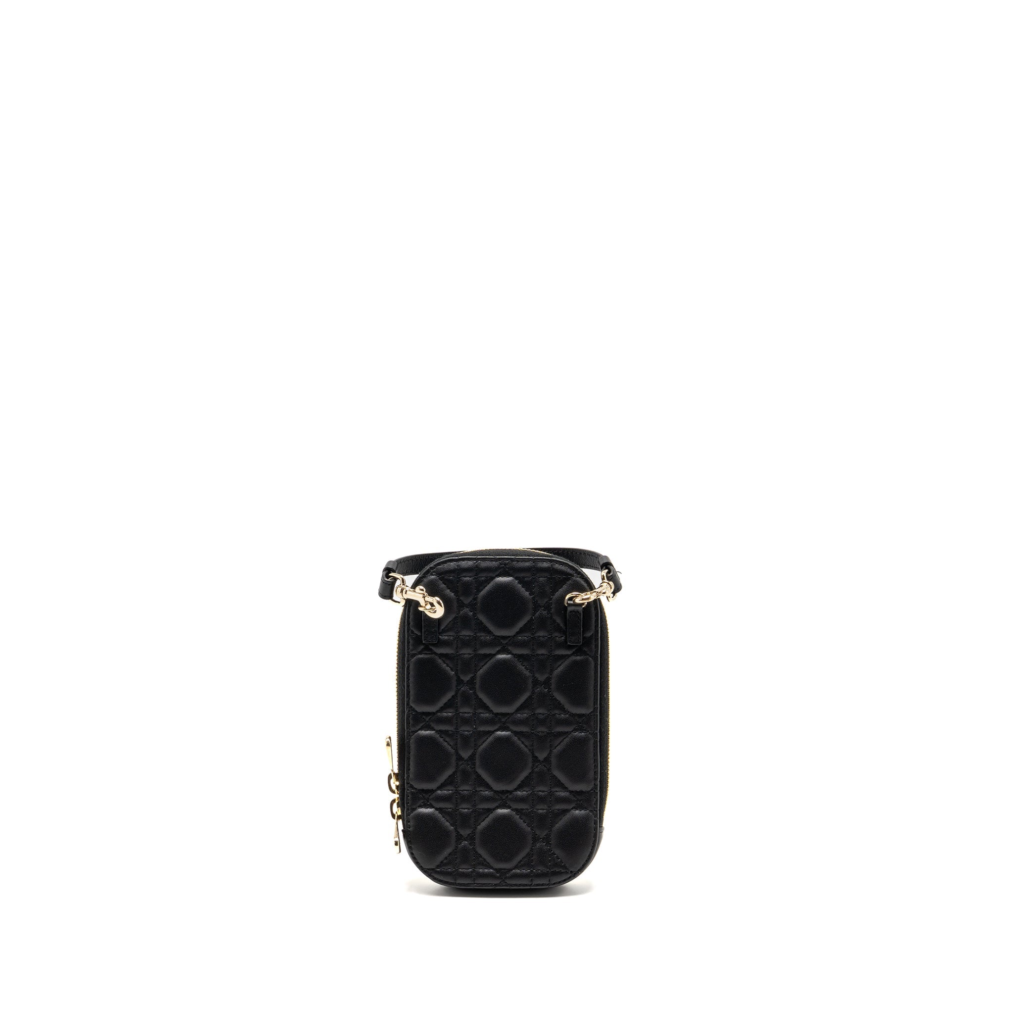 DIOR LADY DIOR CALL’IN DIOR PHONE HOLDER LAMBSKIN BLACK LGHW