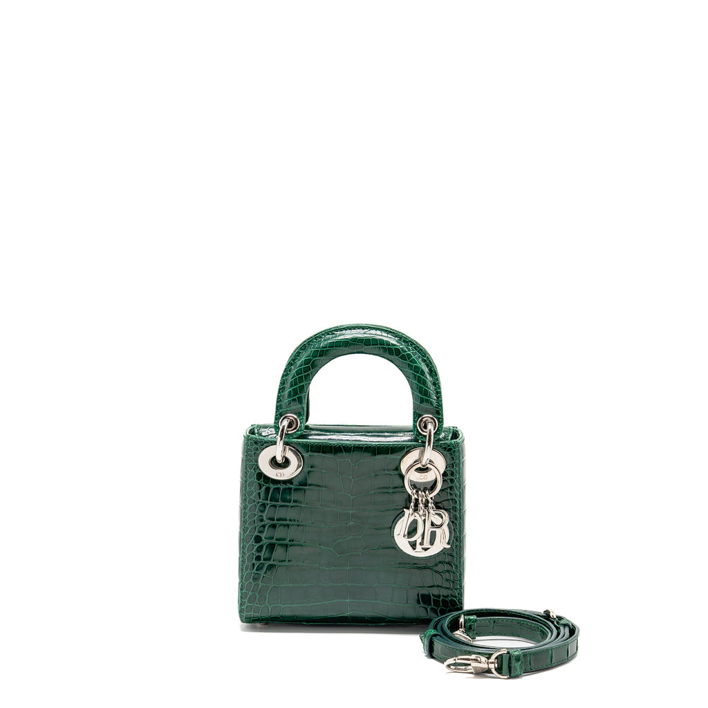 DIOR MINI LADY DIOR CROCODILE GREEN SHW