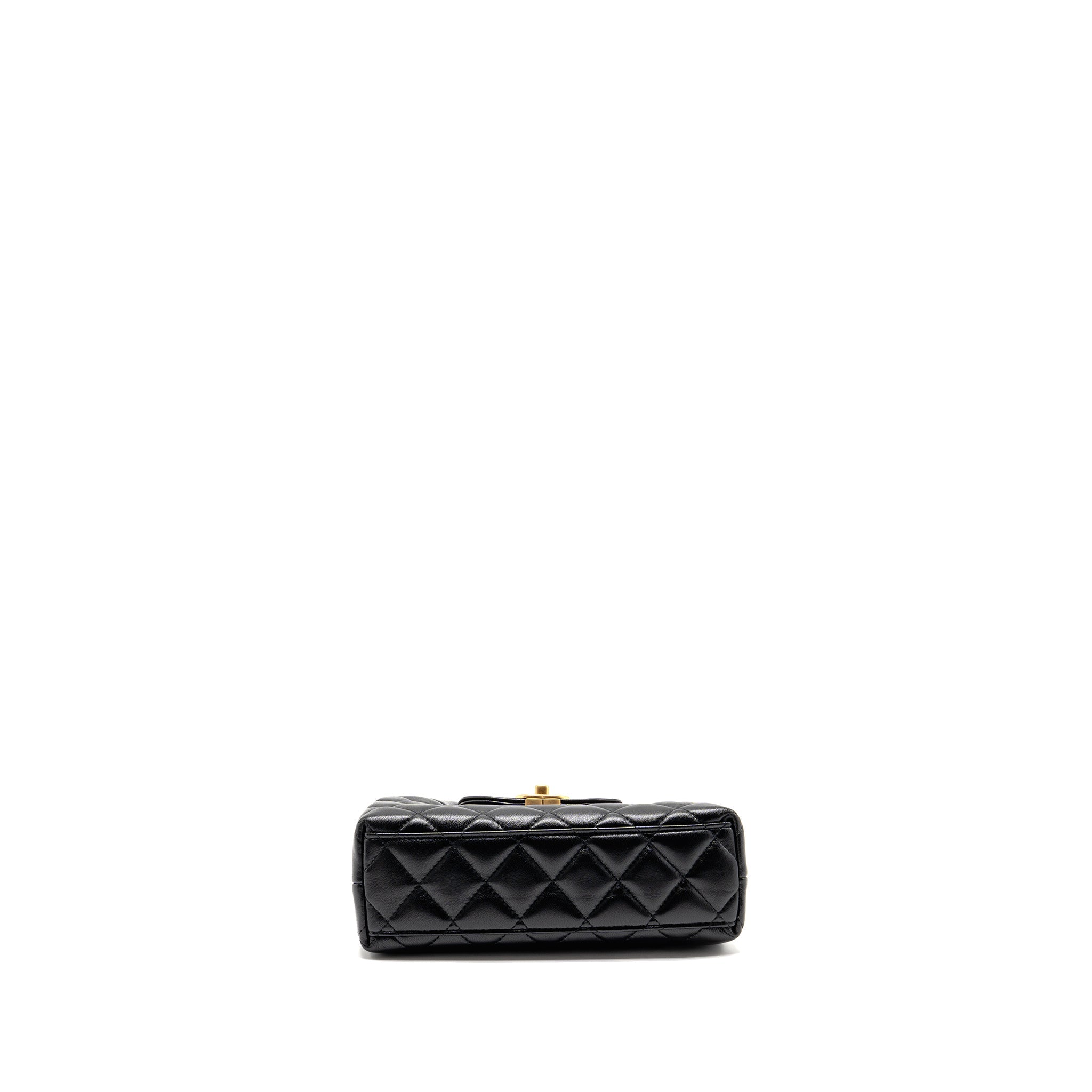 CHANEL 25A MINI KELLY SHOPPING TOTE BAG LAMBSKIN BLACK GHW (MICROCHIP)