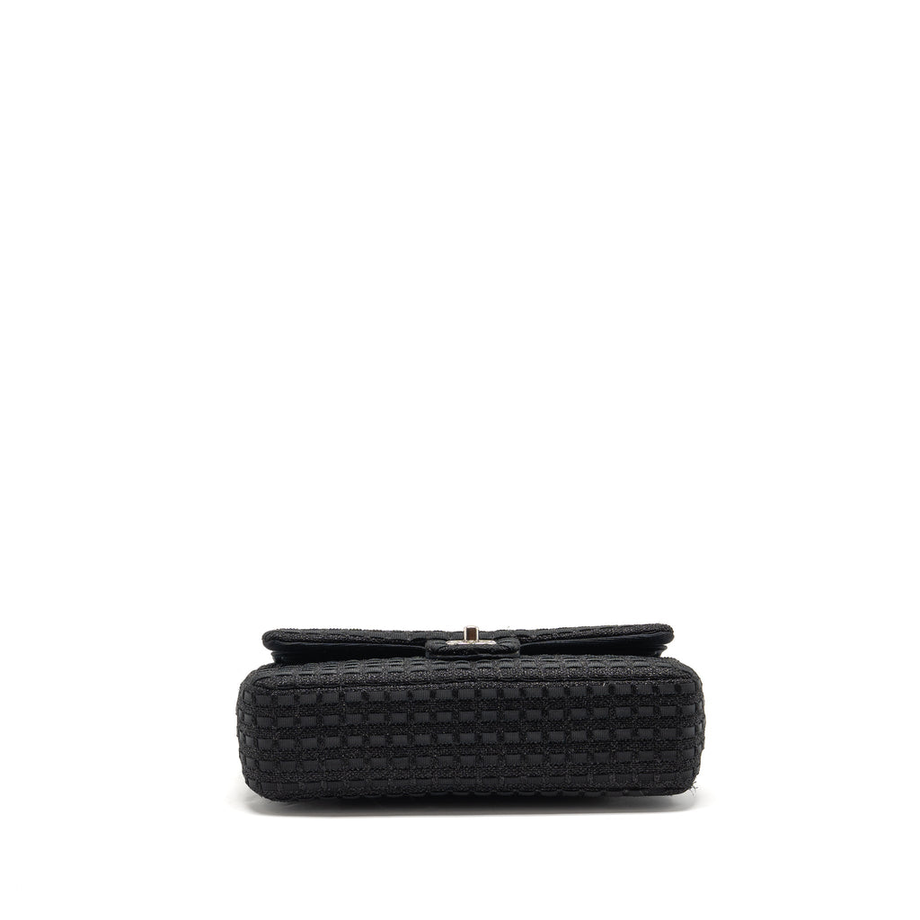 CHANEL MEDIUM CLASSIC DOUBLE FLAP BAG TWEED BLACK SHW