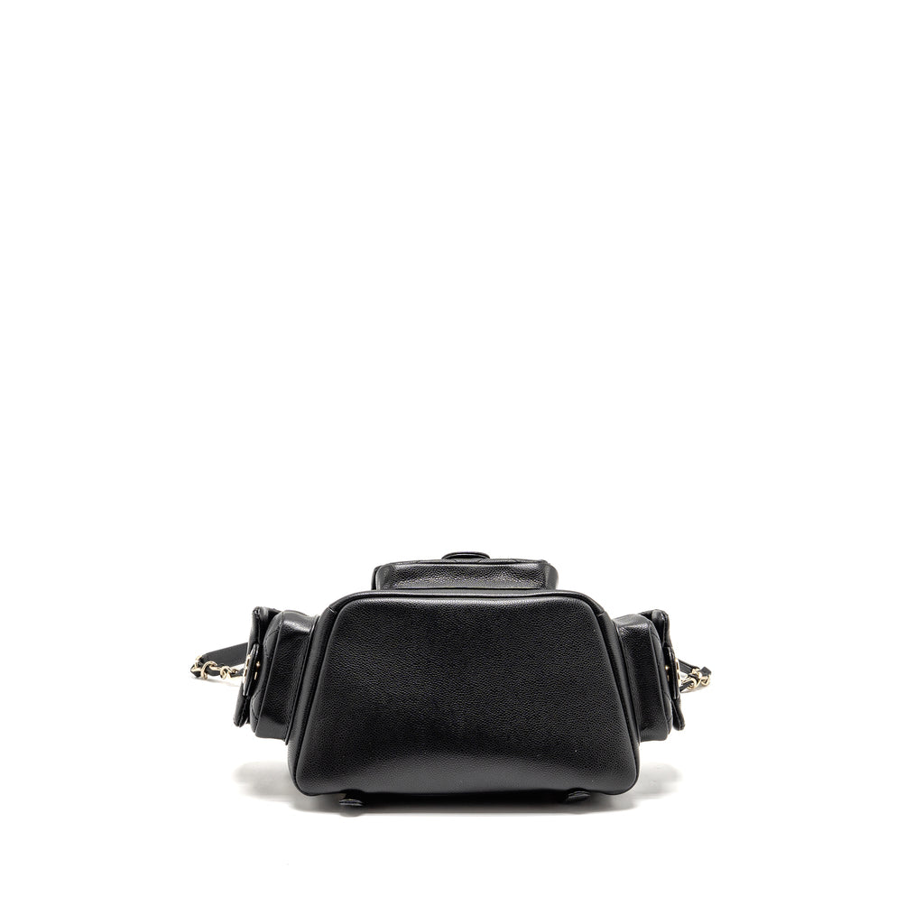 CHANEL TRIPLE POCKET BACKPACK CAVIAR BLACK LGHW (MICROCHIP)
