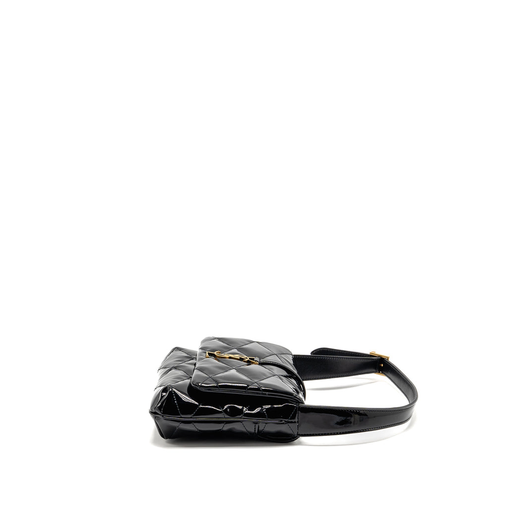 SAINT LAURENT/YSL LE 5 A 7 QUILTED SHOULDER BAG PATENT BLACK GHW