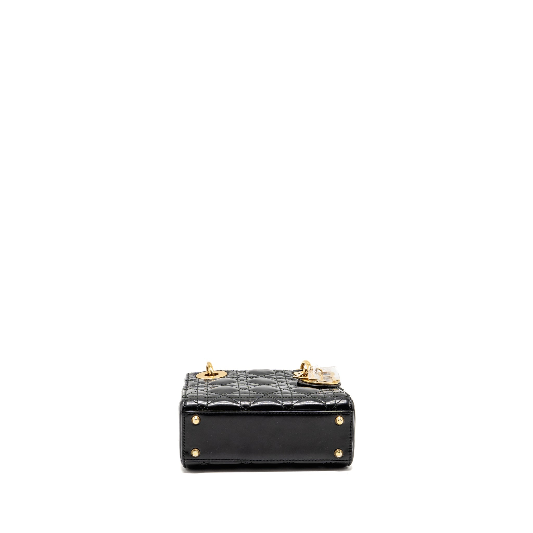 DIOR MINI LADY DIOR PATENT BLACK GHW