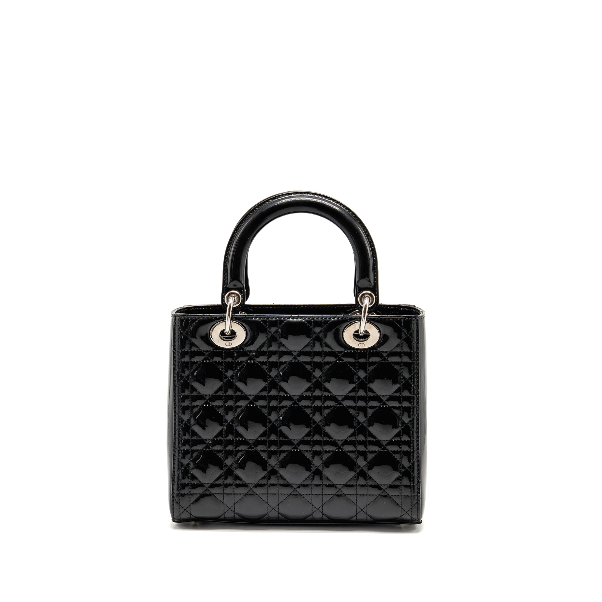 DIOR MEDIUM LADY DIOR PATENT BLACK SHW