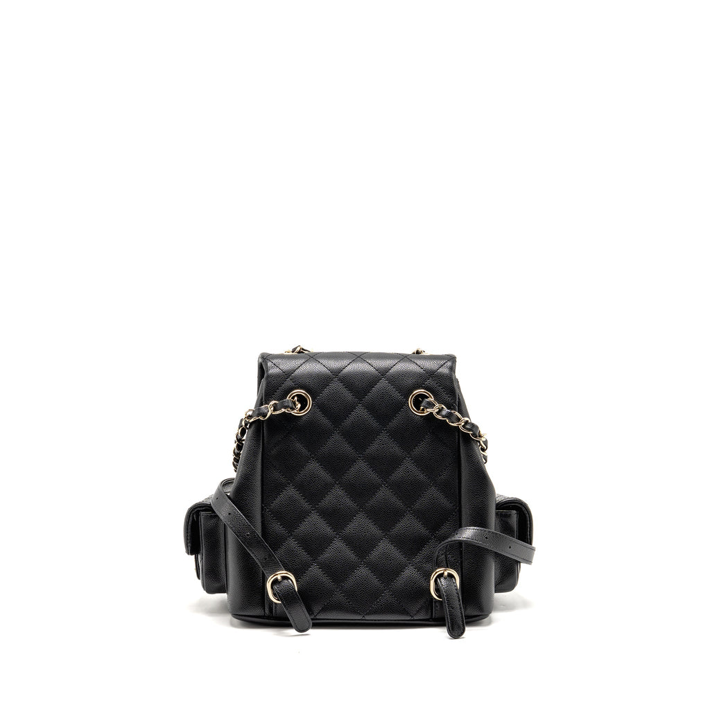 CHANEL TRIPLE POCKET BACKPACK CAVIAR BLACK LGHW (MICROCHIP)