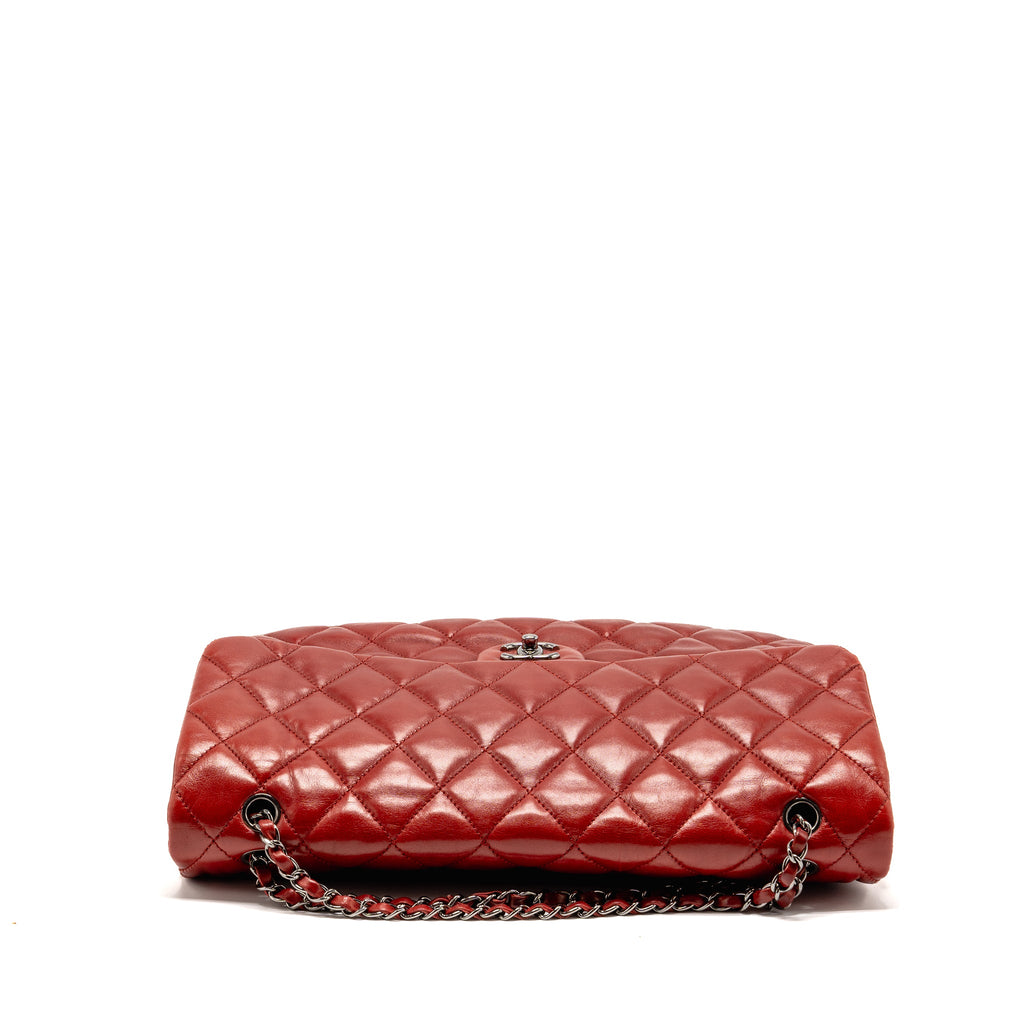 CHANEL MAXI FLAP BAG LAMBSKIN RED SHW