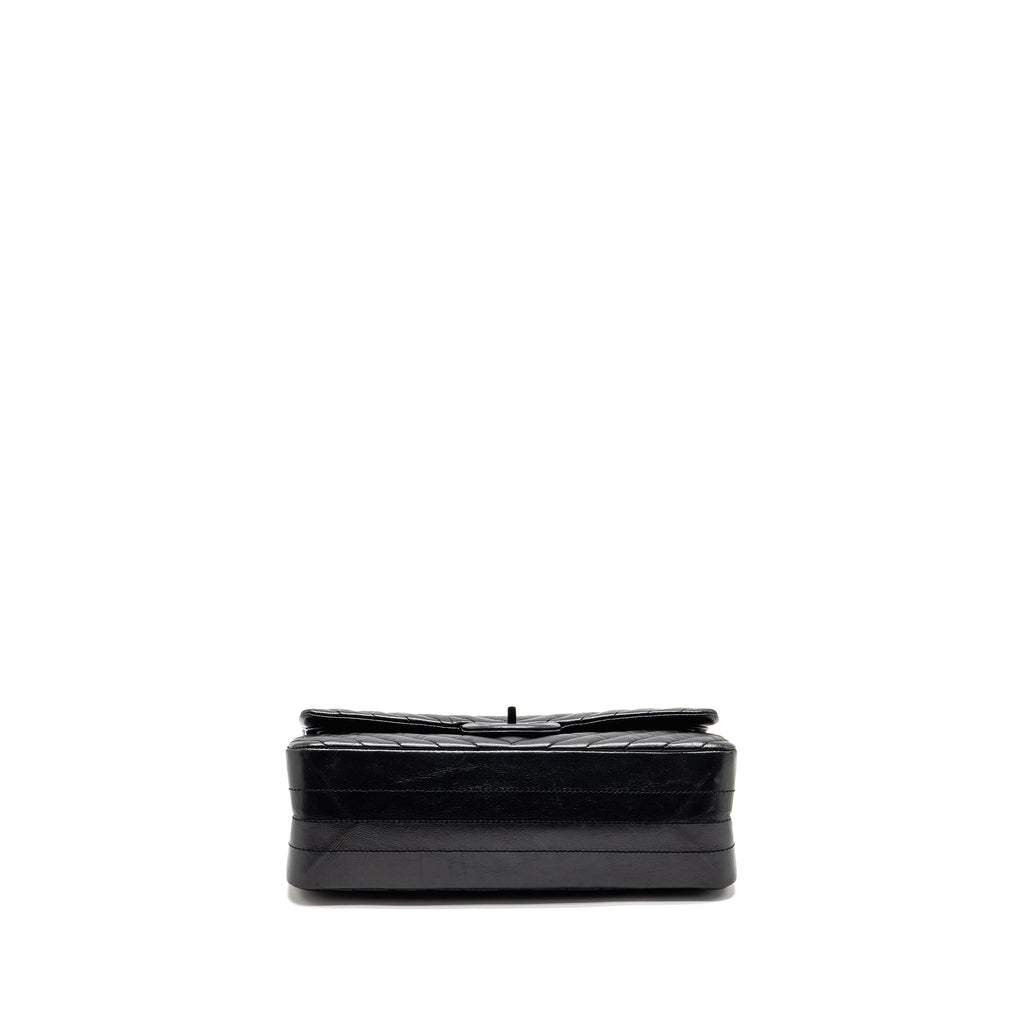 CHANEL SMALL 2.55 REISSUE DOUBLE FLAP BAG CHEVRON AGED CALFSKIN SO BLACK