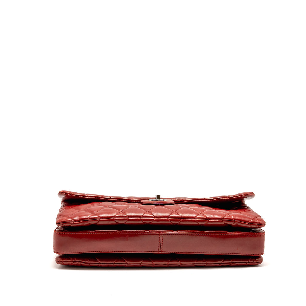 CHANEL MAXI FLAP BAG LAMBSKIN RED SHW