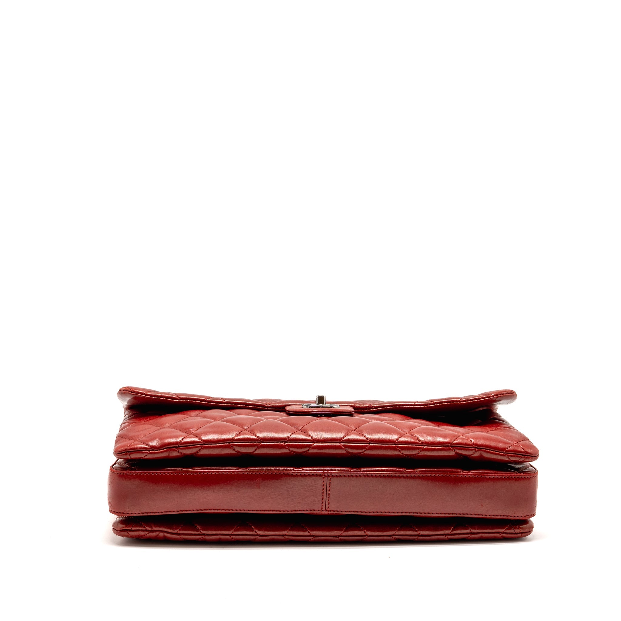 CHANEL MAXI FLAP BAG LAMBSKIN RED SHW