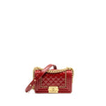 CHANEL SMALL JACKET BOY BAG AGED CALFSKIN RED GHW