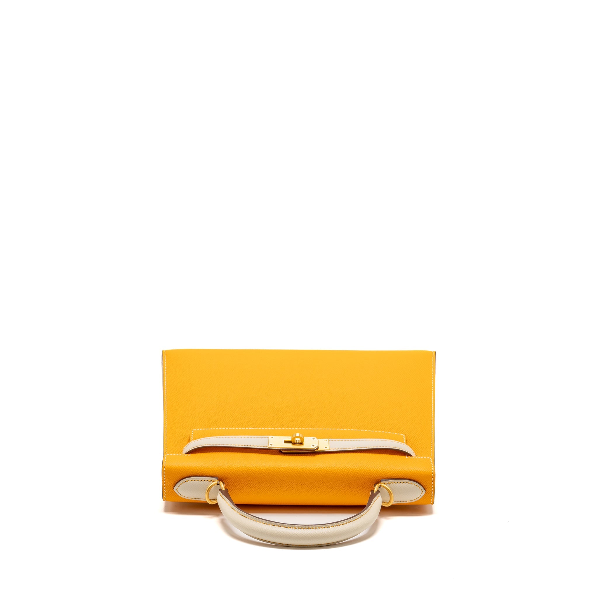 HERMES KELLY 28 SPECIAL ORDER EPSOM JAUNE D’OR/CRAIE BRUSHED GHW
